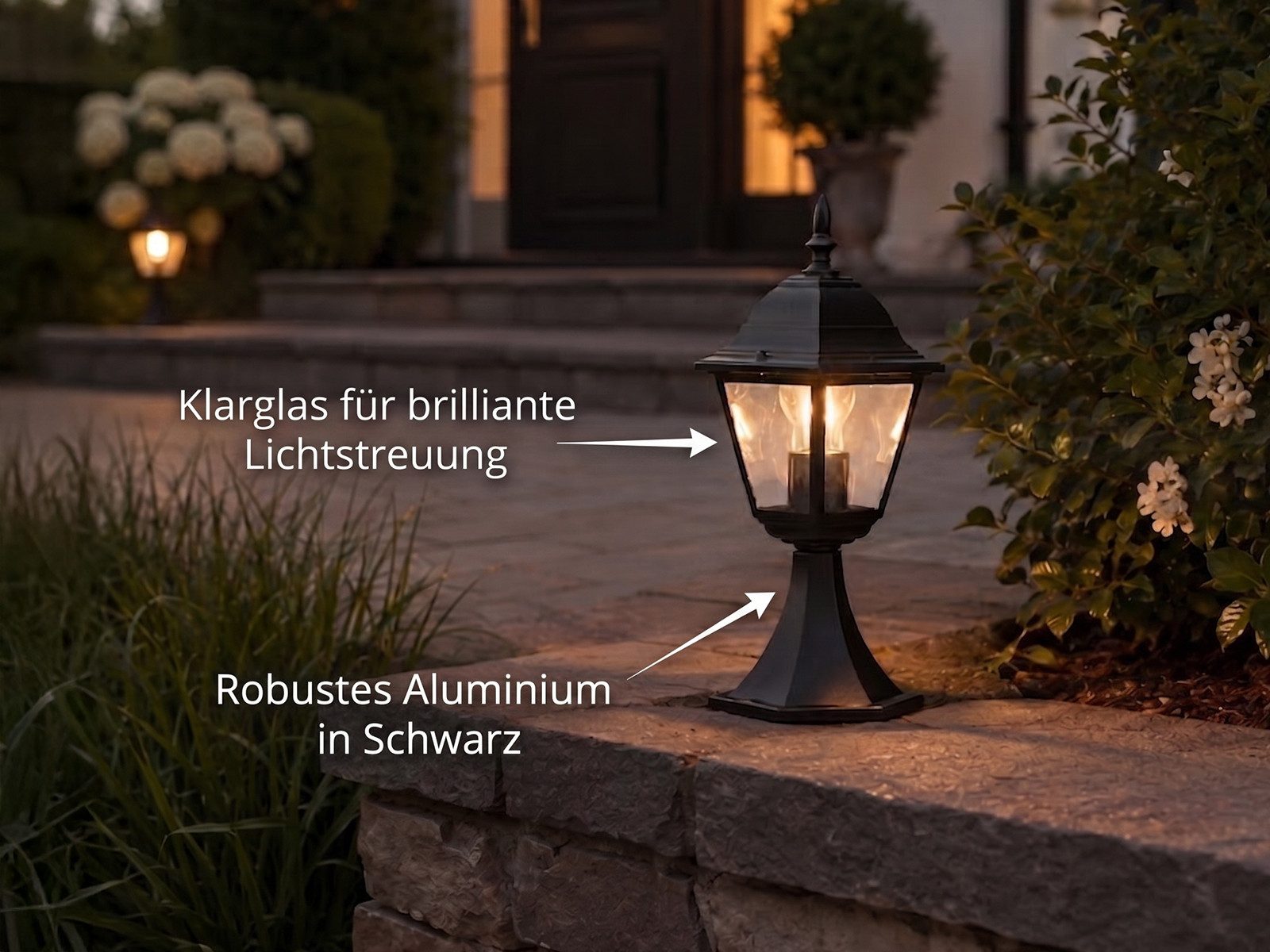 TRIO Leuchten LED Sockelleuchte im Landhausstil, Höhe 39cm, LED wechselbar, Warmweiß, Garten-Wegbeleuchtung, nostalgische Garten-Laterne, Außenleuchte