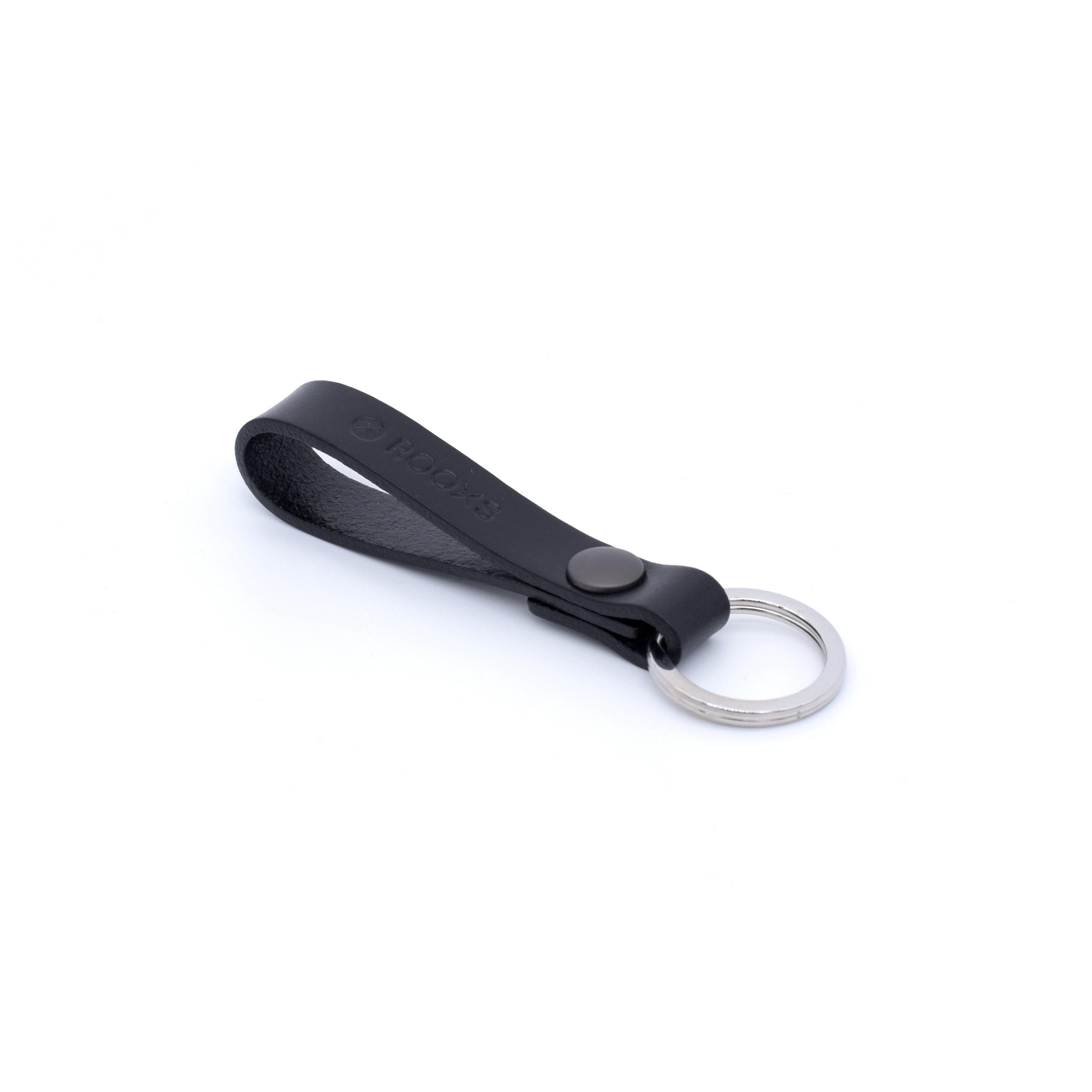 ROOXS Schlüsselanhänger Lederanhänger, Leder Ring aus mit Schwarz Echtleder Edelstahl Schlüsselband 100