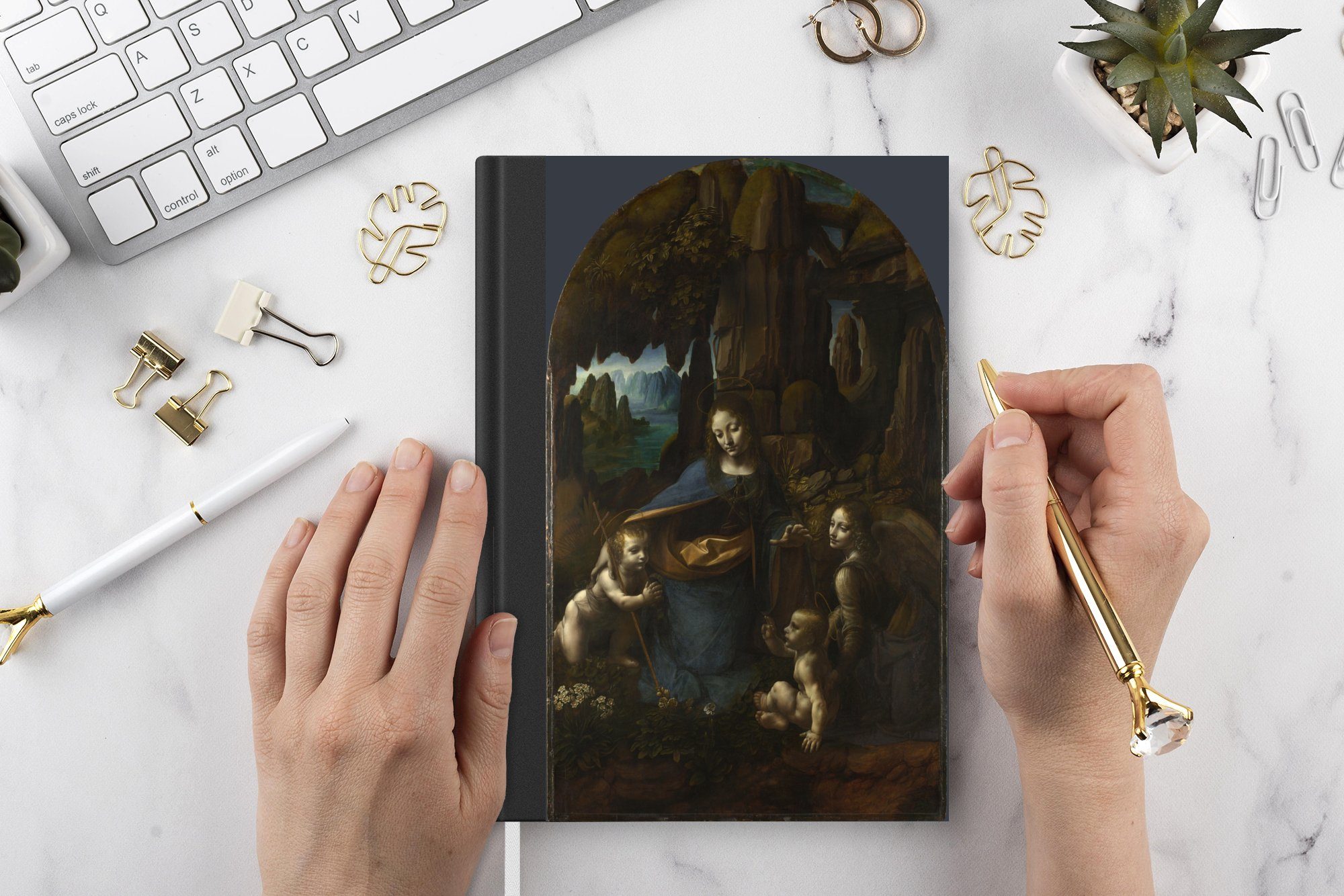 Notizheft, Seiten, A5, Notizbuch Merkzettel, Haushaltsbuch auf Felsen dem MuchoWow Leonardo Journal, - Vinci, da Tagebuch, 98 Jungfrau