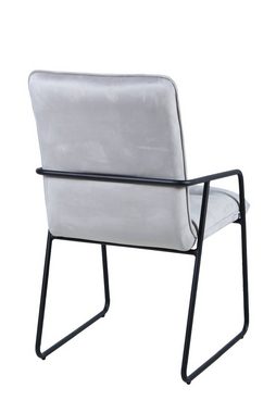 TPFLiving Esszimmerstuhl Thea - 2er Set Armlehnstuhl - Bezug Samt - Farbe hellgrau (Esstischstuhl mit stabilem Gestell aus Metall (pulverbeschichtet), 2 St), MAßE (BxHxT): 52x88x66 cm, Sitzhöhe: 46 cm