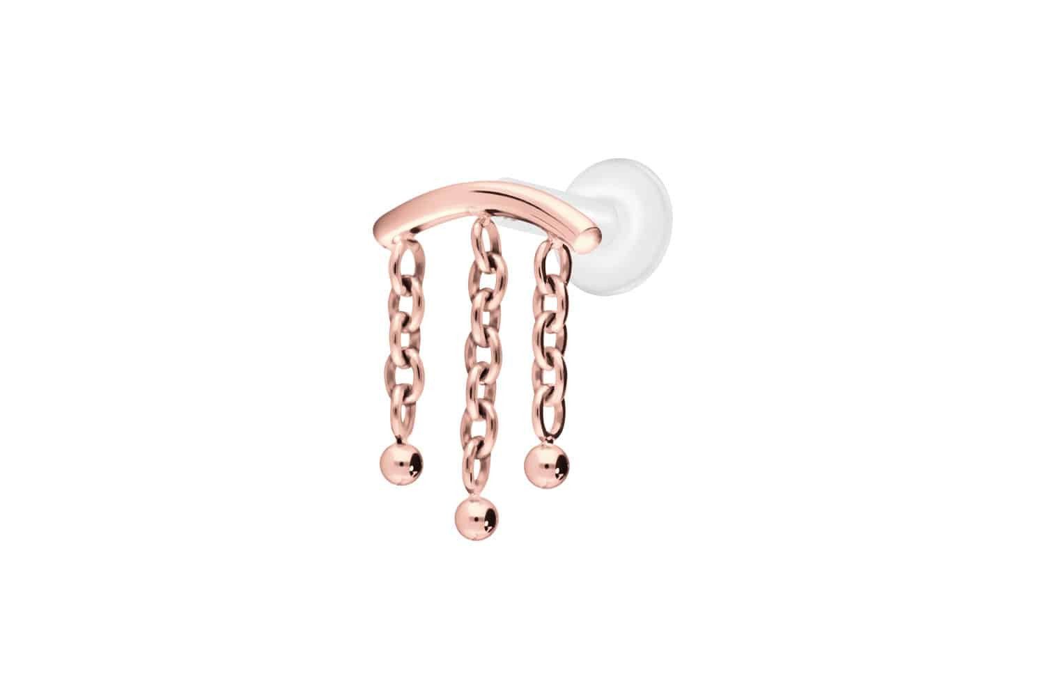 PIERCINGLINE Piercing-Set PTFE Labret mit Innengewinde + Titan-Aufsatz BOGEN + 3 KETTEN (Labrets, 1-tlg)