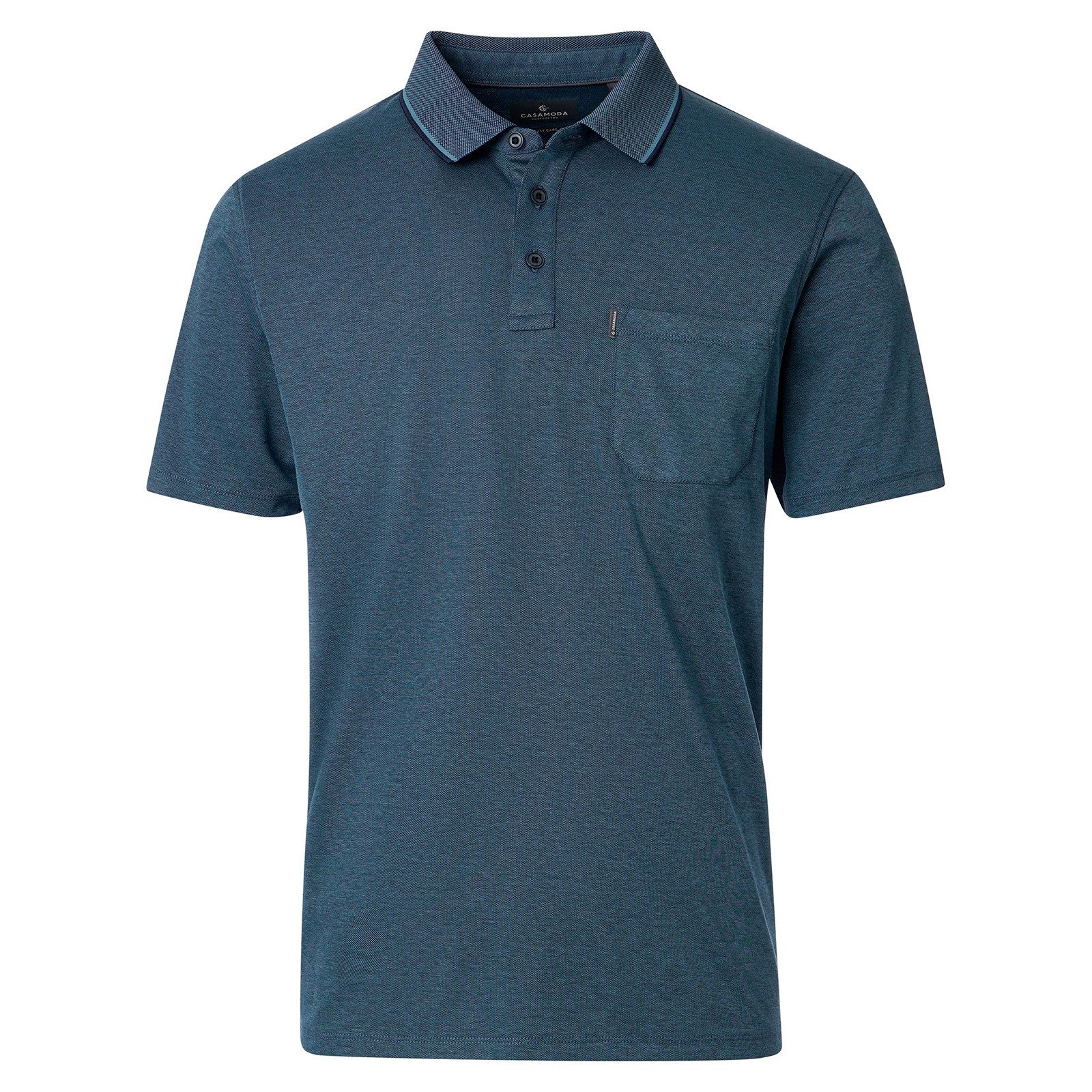 CASAMODA Poloshirt CasaModa XXL Poloshirt petrolblau melange easy care