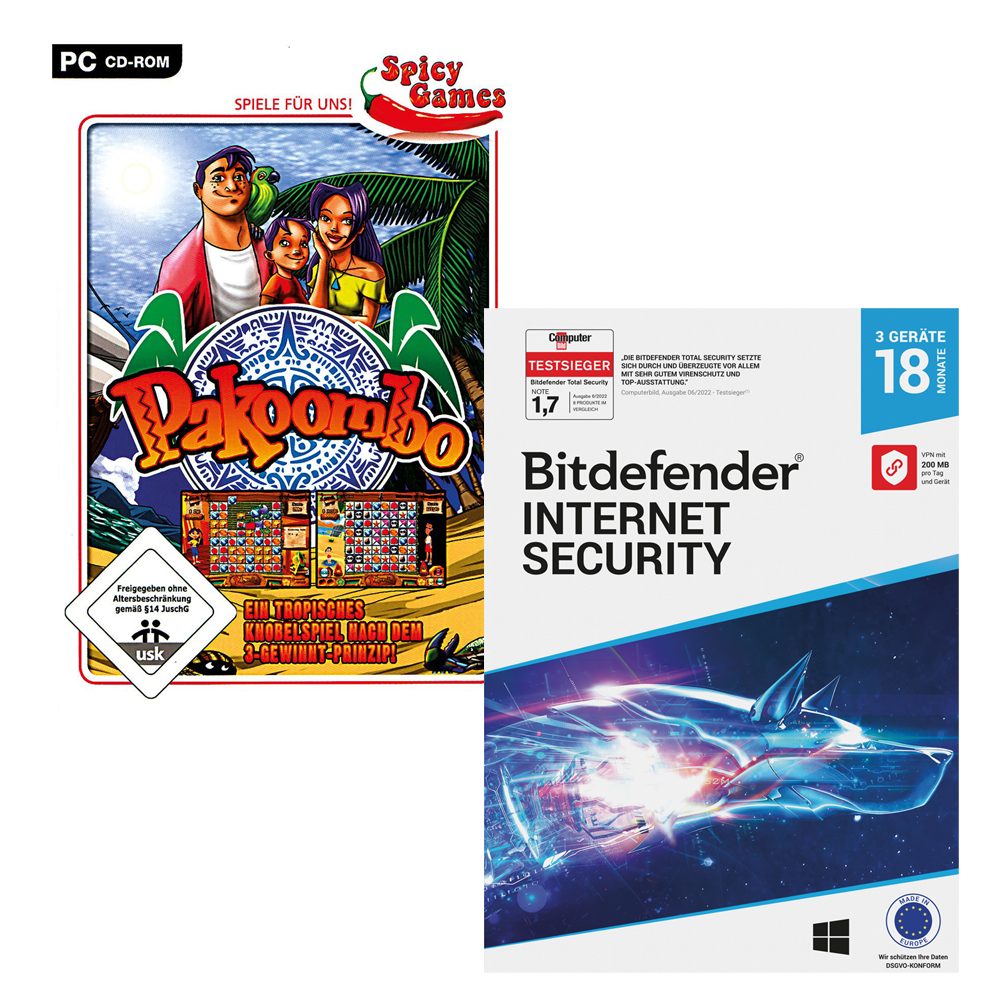 Bitdefender Internet Security 3 Geräte/18 Monate + Pakoombo