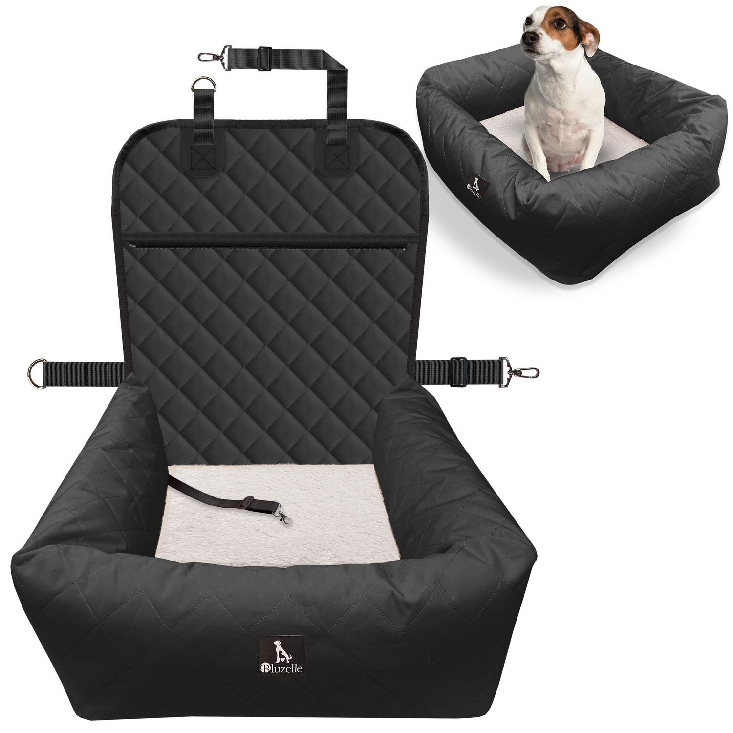 Bluzelle Tierbett Premium Hunde Autositz, 2-in-1 Hundebett, Haustier Auto Transport-Sitz, Wasserfester Oxford Stoff, Reise Hundesitz für Kleine & Mittlere Hunde / Waschbar Rutschfest