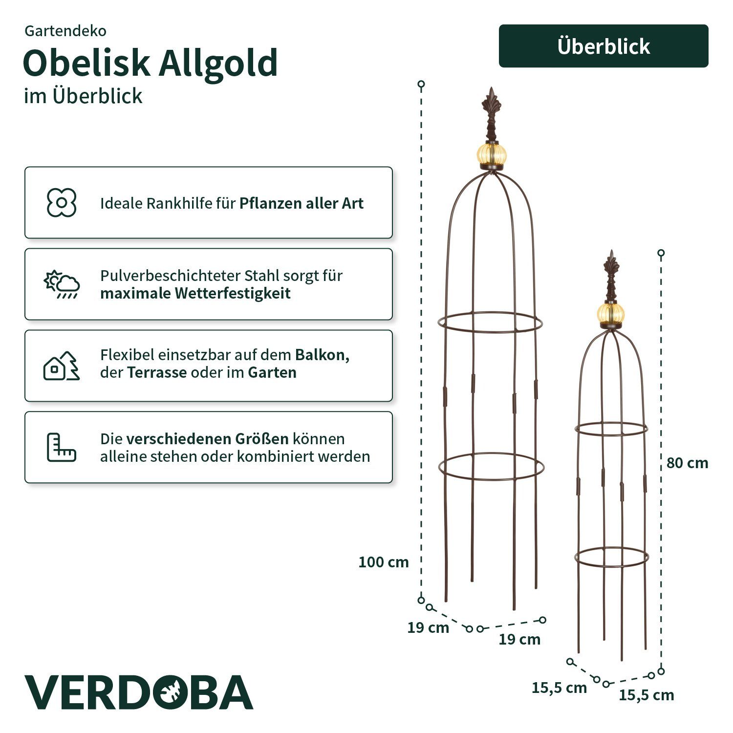 VERDOBA Rankhilfe Obelisk Rankhilfe Metall - günstig online kaufen