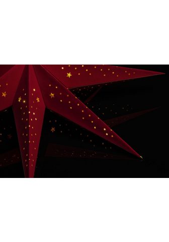 KONSTSMIDE Dekostern Weihnachtsstern Weihnachtsdeko raudona 1 St. Popierinė žvaigždė LED Žvaigždė su rotem aksomas perforiert 7 Zacken