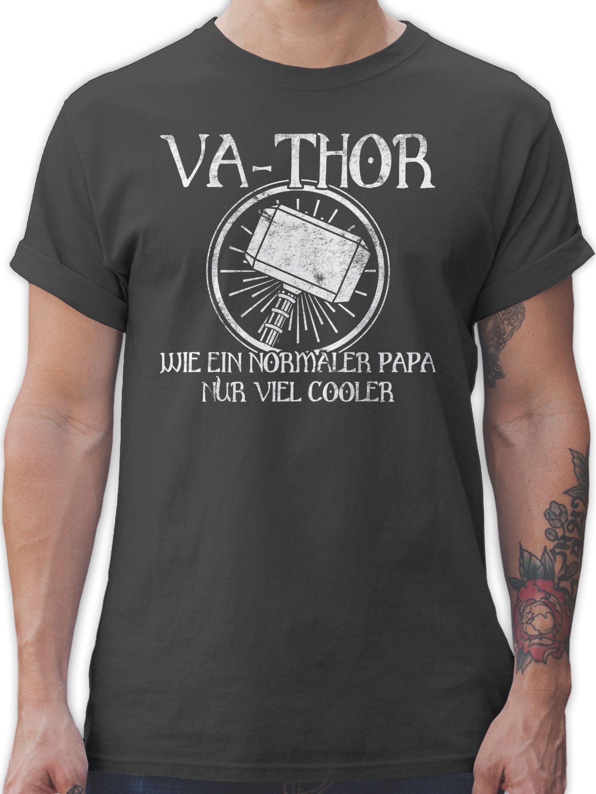 Shirtracer T-Shirt Vathor wie ein normaler Papa nur viel cooler Vatertag Geschenk für Papa 02 Dunkelgrau