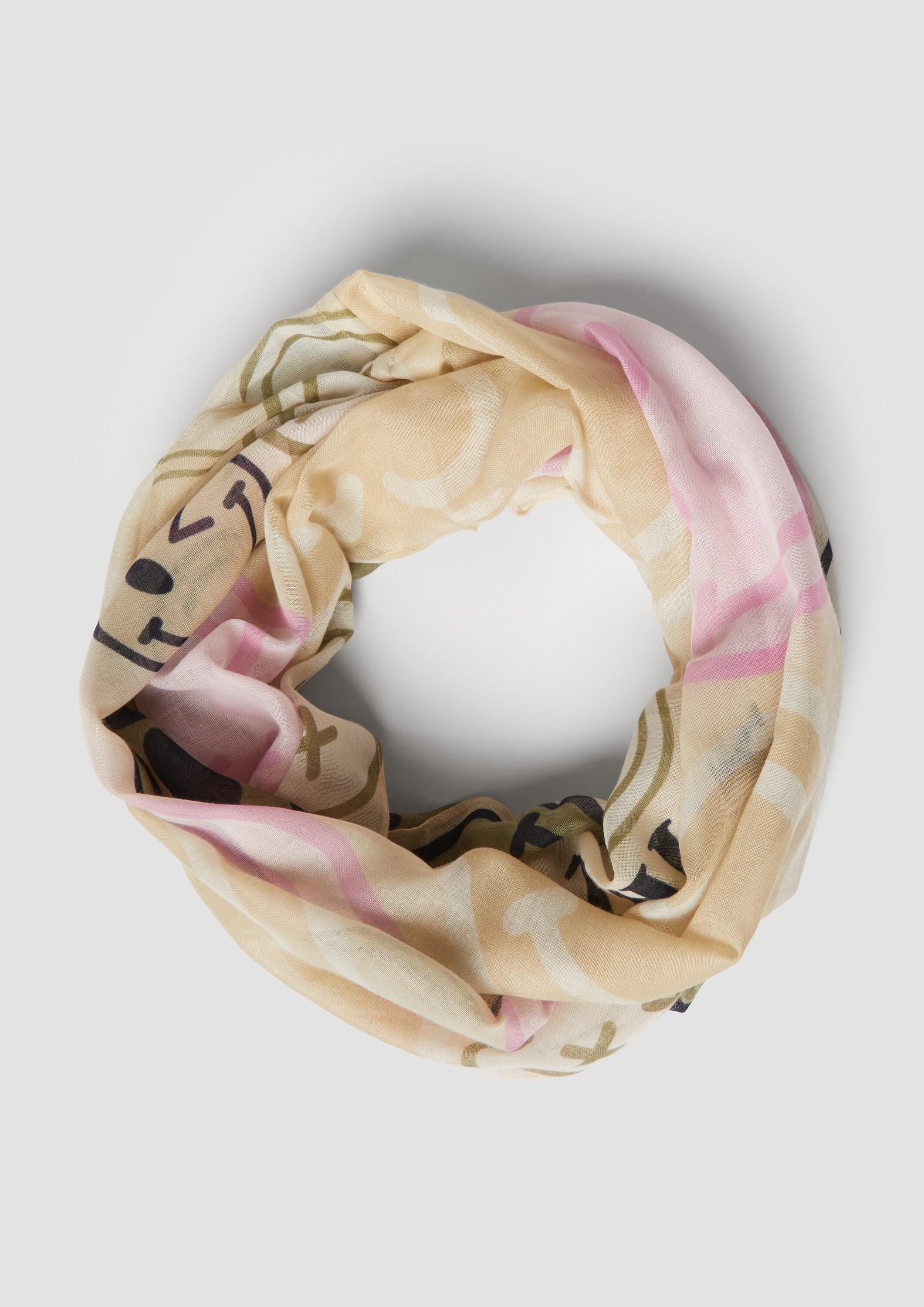 s.Oliver Loop Snood, Loop-Schal mit S.W.-Smiley®-Print
