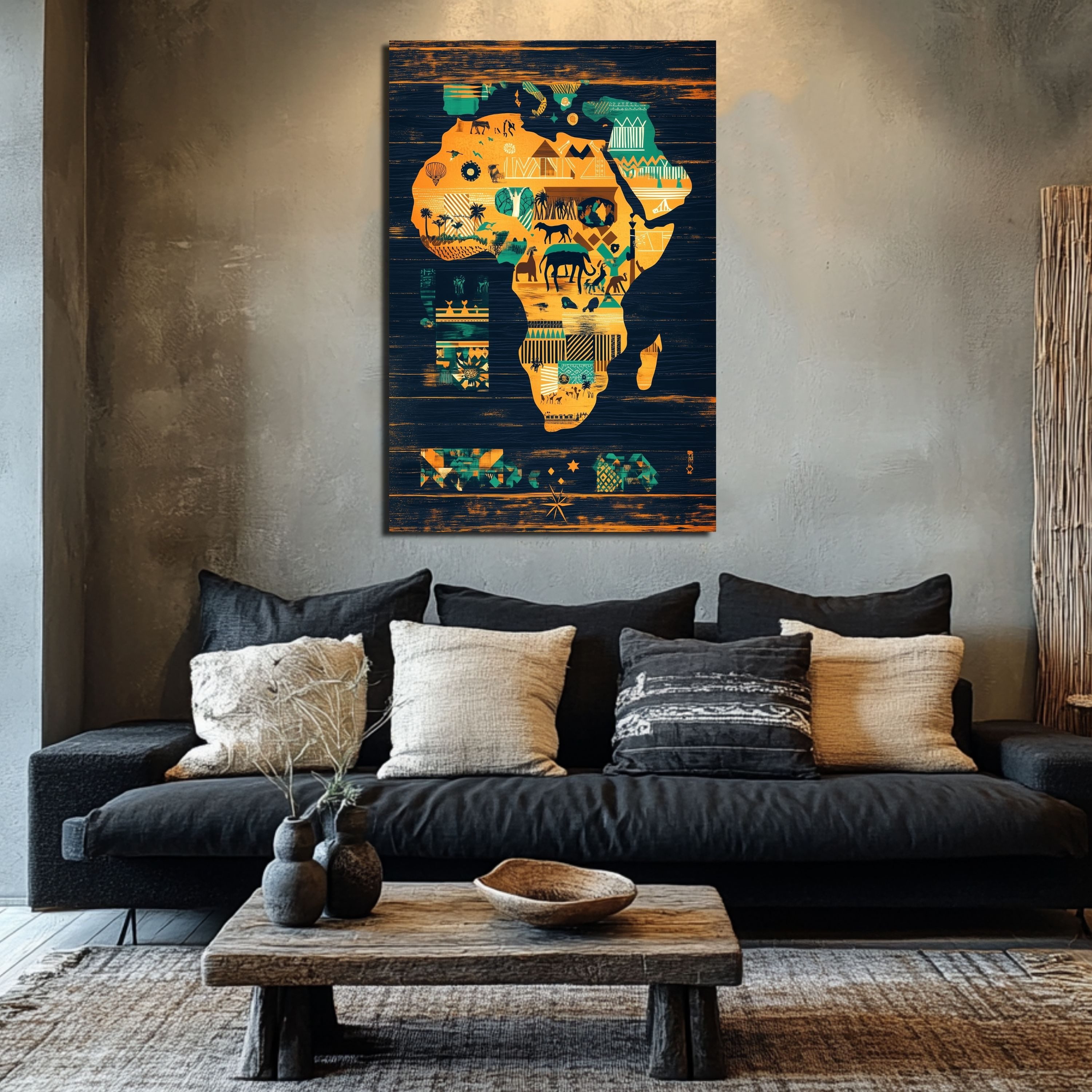 DARO Design Leinwandbild Modern Abstrakt Wandbilder XXL Wandbild Wand Deko Leinwand Bilder, (Kontinent Afrika - Bild groß Wohnzimmer Schlafzimmer Küche Esszimmer Einteilig Querformat Fotodruck Leinwände Wanddeko Abstrakte Kunst Boho), 30x20cm