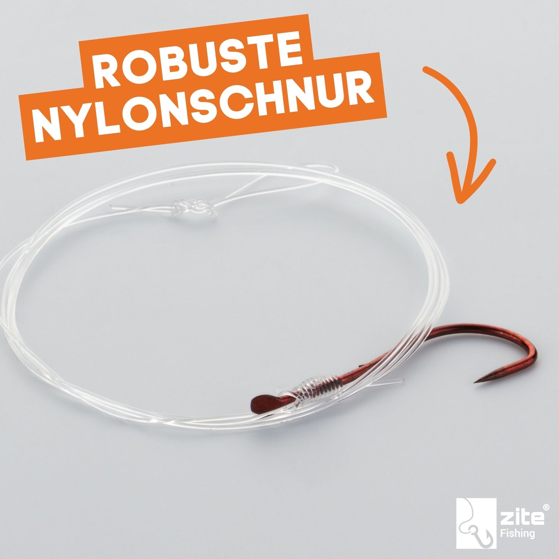 Zite Aalhaken gebunden Größe 1 mit monofiler Angelschnur zum Aalangeln - 10 Stück