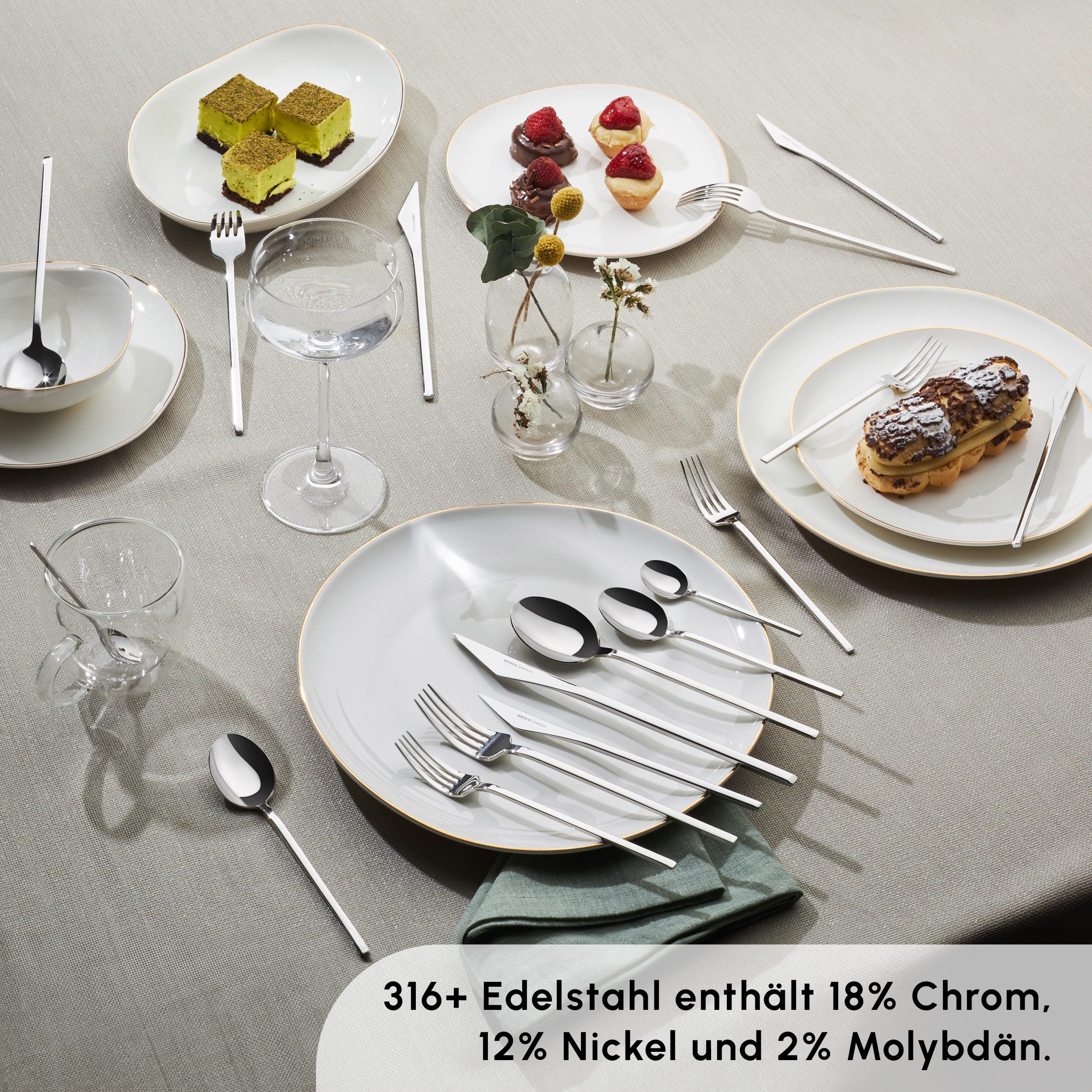 Karaca Besteck-Set Karaca Look Besteckset für 12 Personen 84-teilig Edelstahl Silber (84-tlg), 12 Personen, 316+ Edelstahl, bruchfest rostfrei