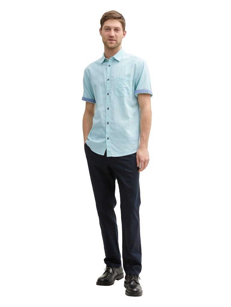 Tom Tailor Herren Kurzarm Hemd COTTON LINEN SHIRT - Regular Fit günstig online kaufen