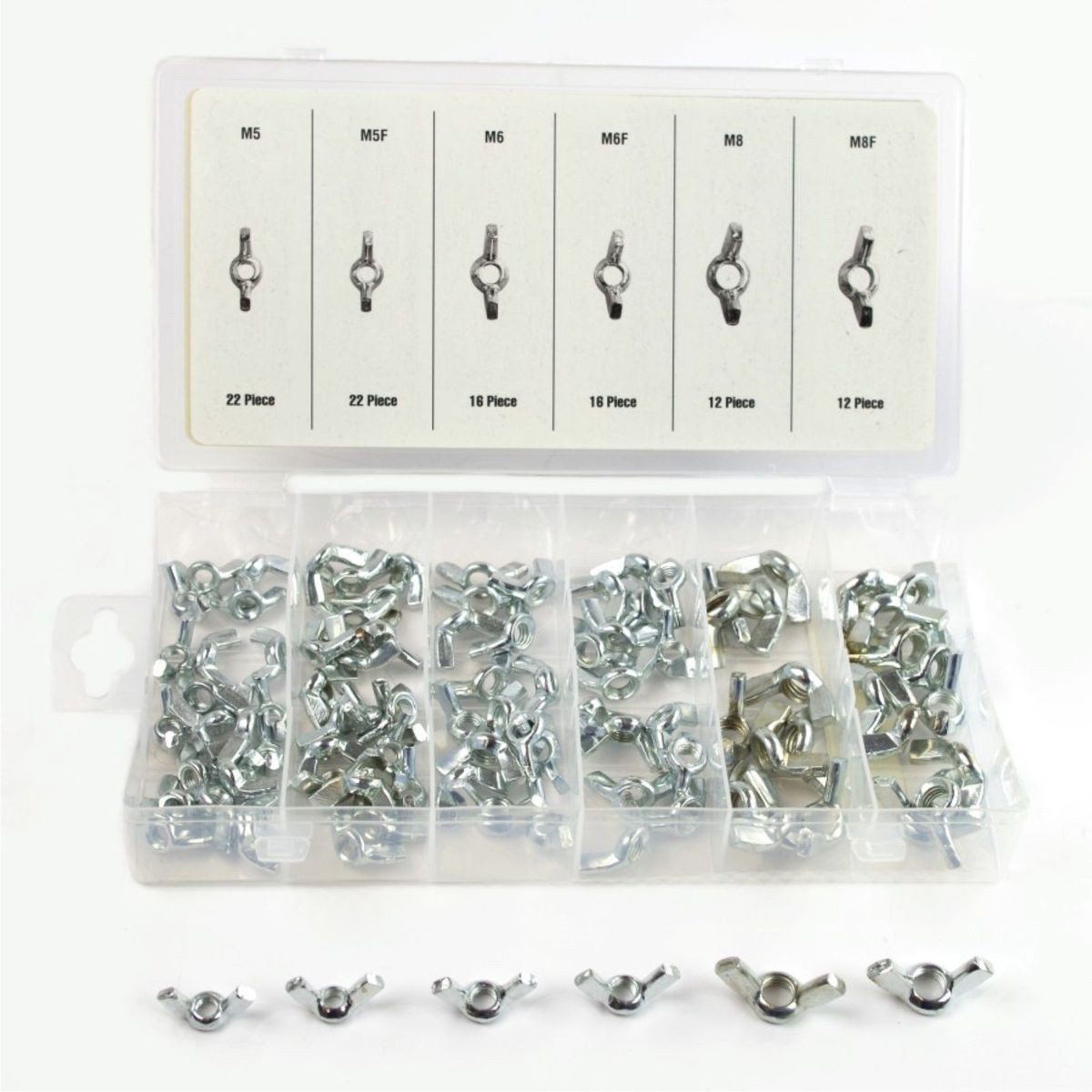 Benson Tools Muttern Flügelmuttern Kunststoff Sortimentbox 100tlg. verzinkte Flügel Muttern, (100-St), universell einsetzbar