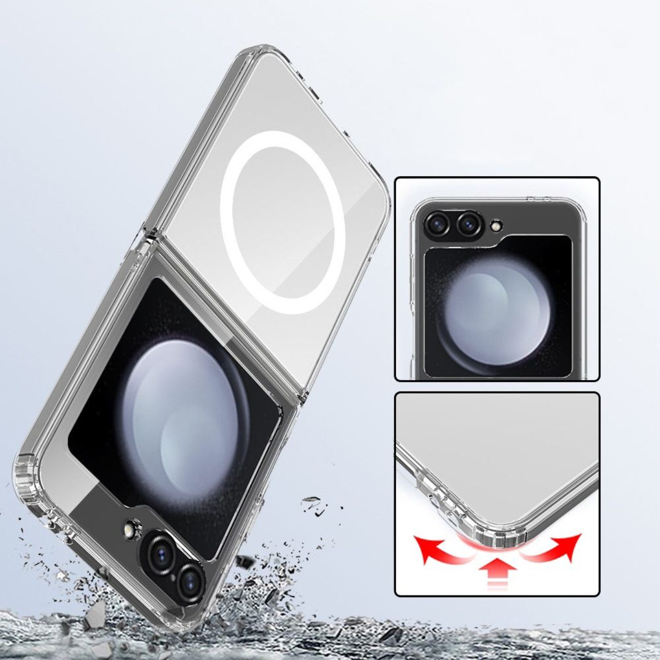 TECH PROTECT Smartphone-Hülle für Samsung Galaxy Z Flip 6 / 7 FE, Hybridhülle mit MagSafe-Ring für effizientes Laden