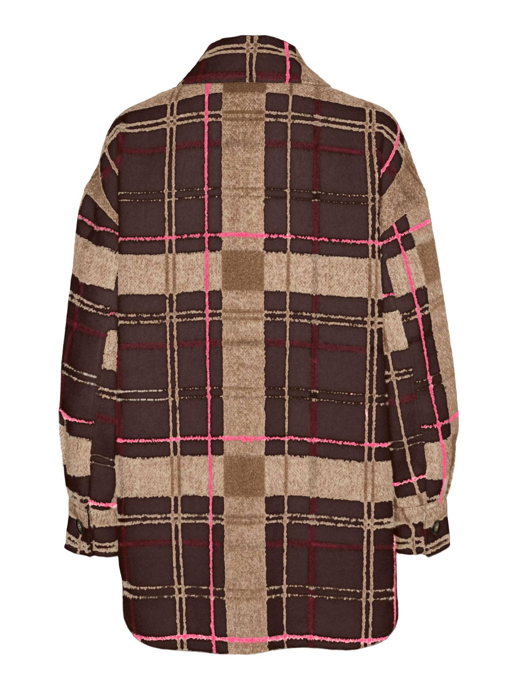 Vero Moda Blouson Übergangs Kariertes Shacket VMLESLIE für Damen Normal Fit Rundhals Langarm Kariert wärmend Knopf – Bild 2 von 2