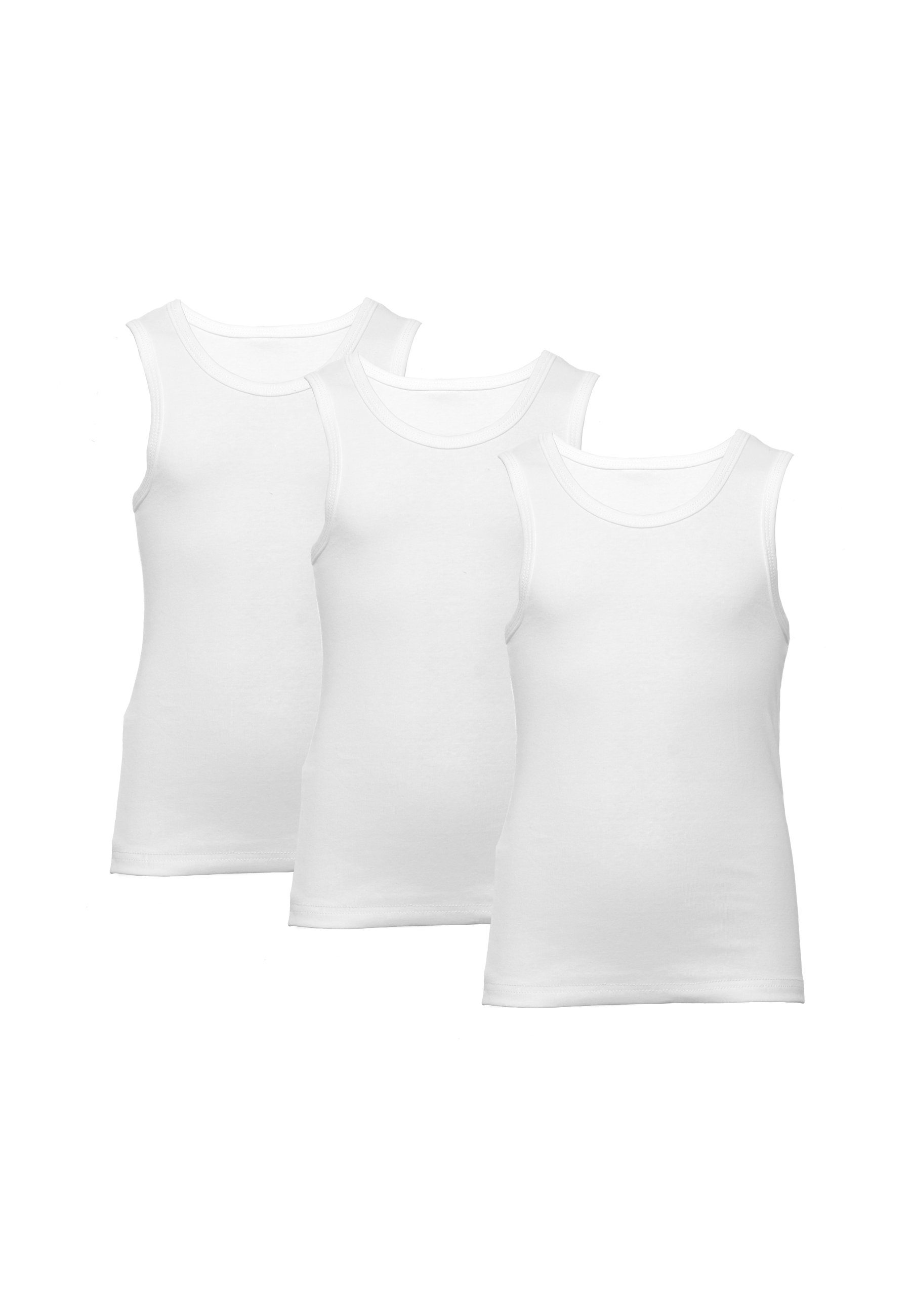 CARBURANT Unterhemd aus für reiner Weiß 3er-Pack, Baumwolle Unterhemden Jungen