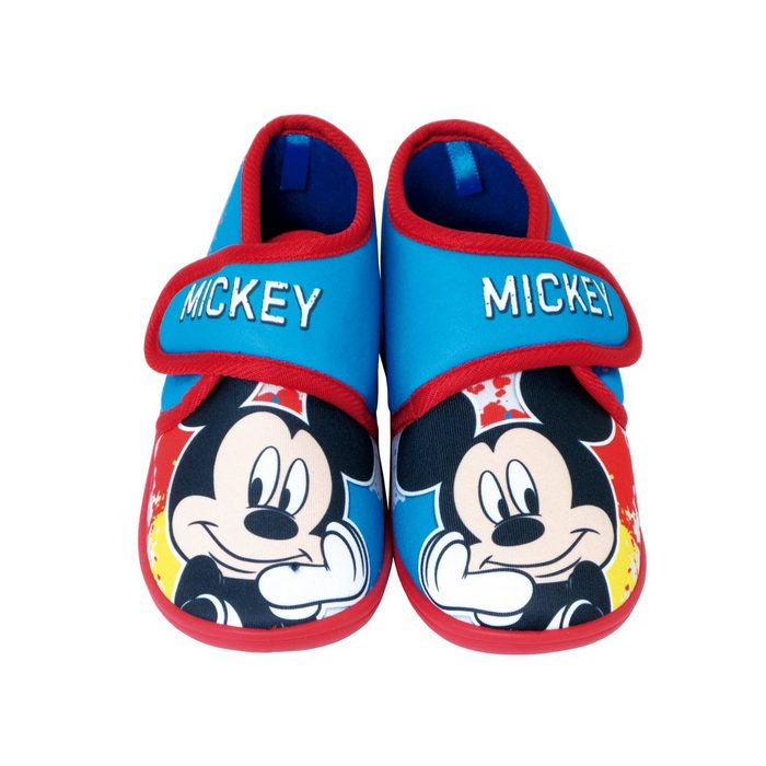 Disney Mickey Mouse Mickey Maus Hausschuh Jungen Pantoffel mit Klettverschluss Gr. 22-27