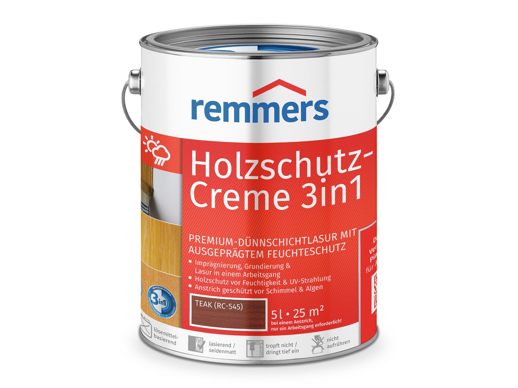 Remmers Holzschutzlasur Holzschutz-Creme 3in1 eiche hell 5 Liter