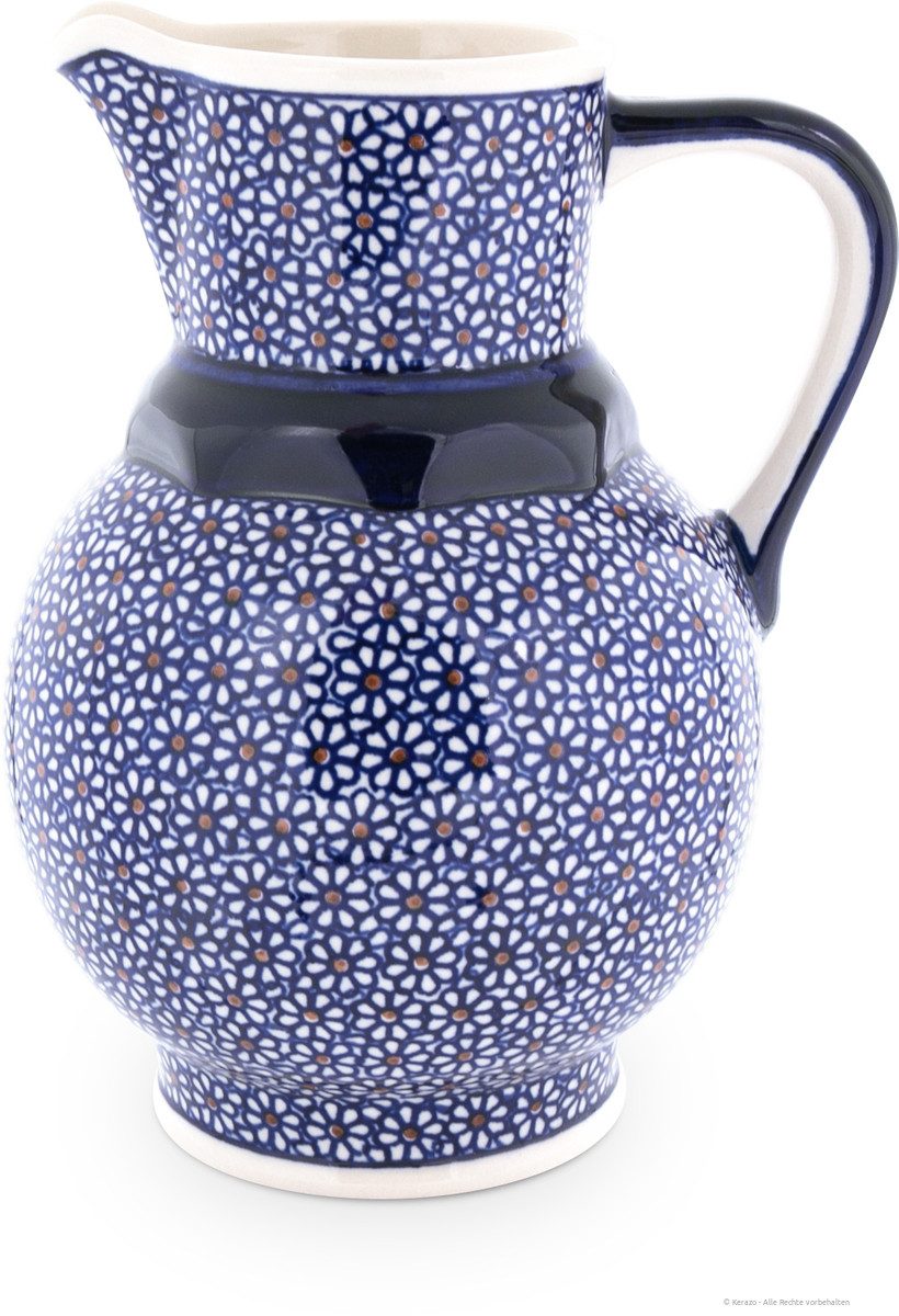 Bunzlauer Keramik Kanne Bunzlauer Keramik 1,75L traditionelle Krug mit bauchiger Form, Dek 120, 1,75 l