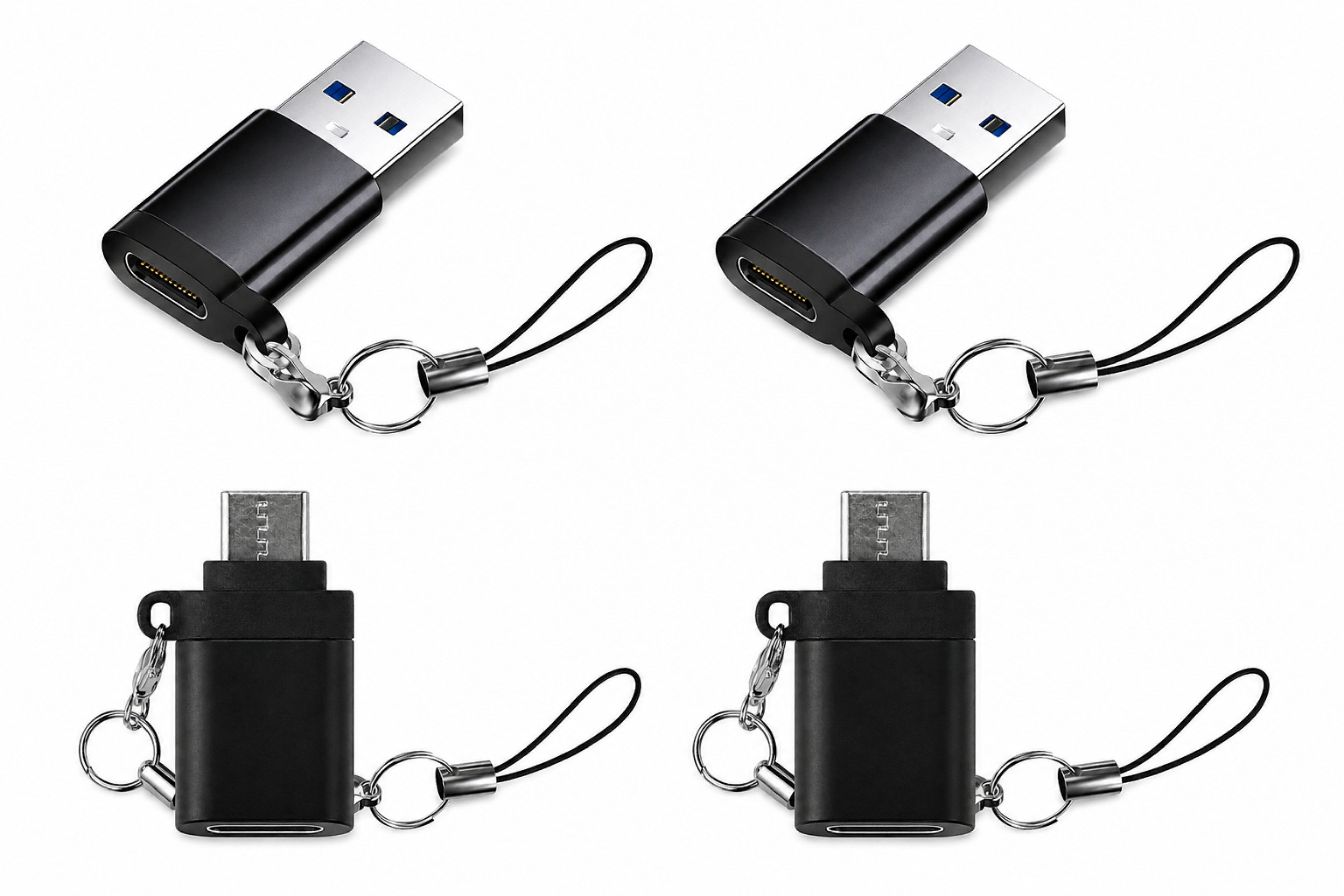 Fyrove USB C Adapter 10Gbps 4 Stück, USB auf Typ C 3.2 Adapter (2 Pack) USB-Adapter