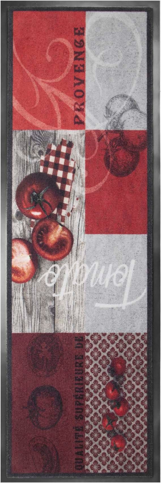 Küchenläufer TOMATO, Primaflor-Ideen in Textil, rechteckig, Höhe: 6,5 mm,  Motiv Tomaten, mit Schriftzug, rutschhemmend, waschbar, Küche