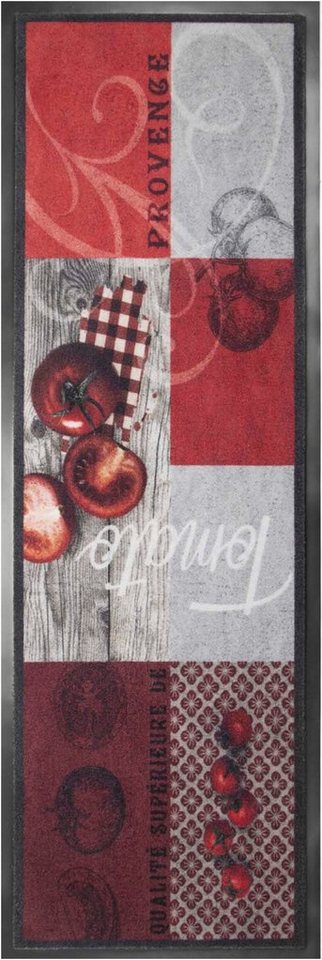 in Textil, Höhe: TOMATO, Tomaten, mit Küche Küchenläufer Primaflor-Ideen waschbar, Schriftzug, mm, rutschhemmend, 6,5 rechteckig, Motiv