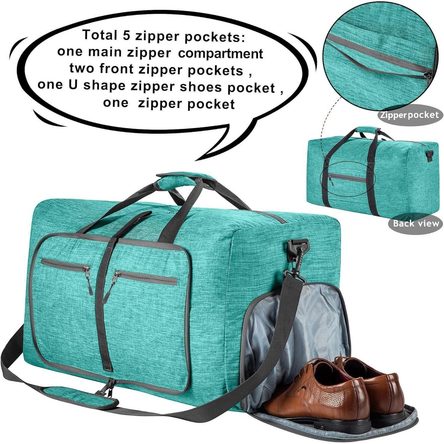 LuxusKollektion Reisetasche Reisetasche Schuhfach Falttasche Camping Reisen Fitness E Minzgrün 85L