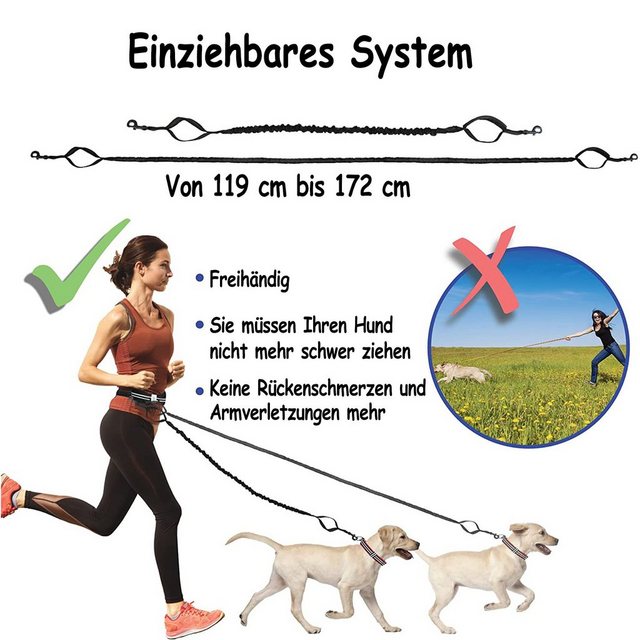 HUNKA Hundeleine Hundeleine, Leine für Hunde, Haustierleine, verschiedene Hundeleinen, Jogging-Hundeleine mit Hüfttasche zum Laufen, Joggen, Wandern