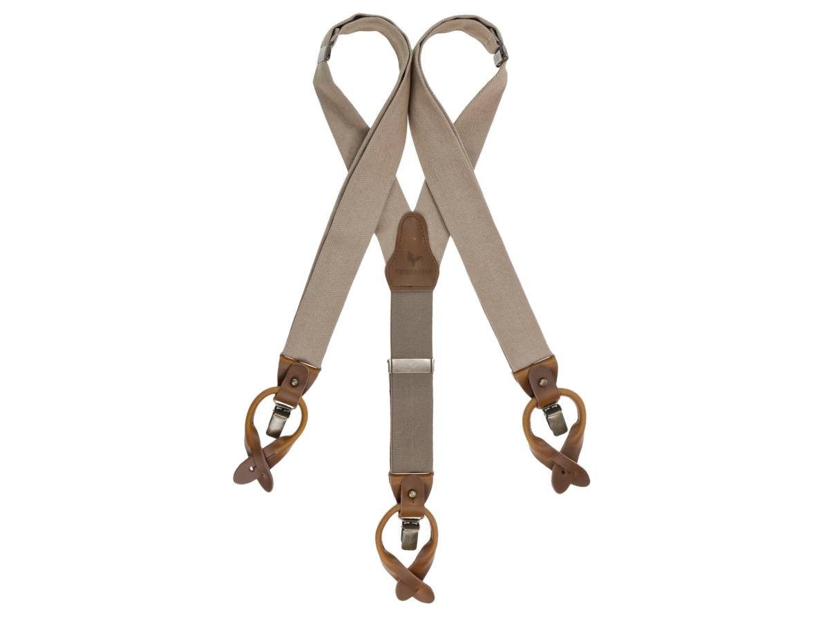 lang, Y-Form Trägerbreite, Herren Sir 130cm Hosenträger Leder, Work Redman Holländer 35mm taupe