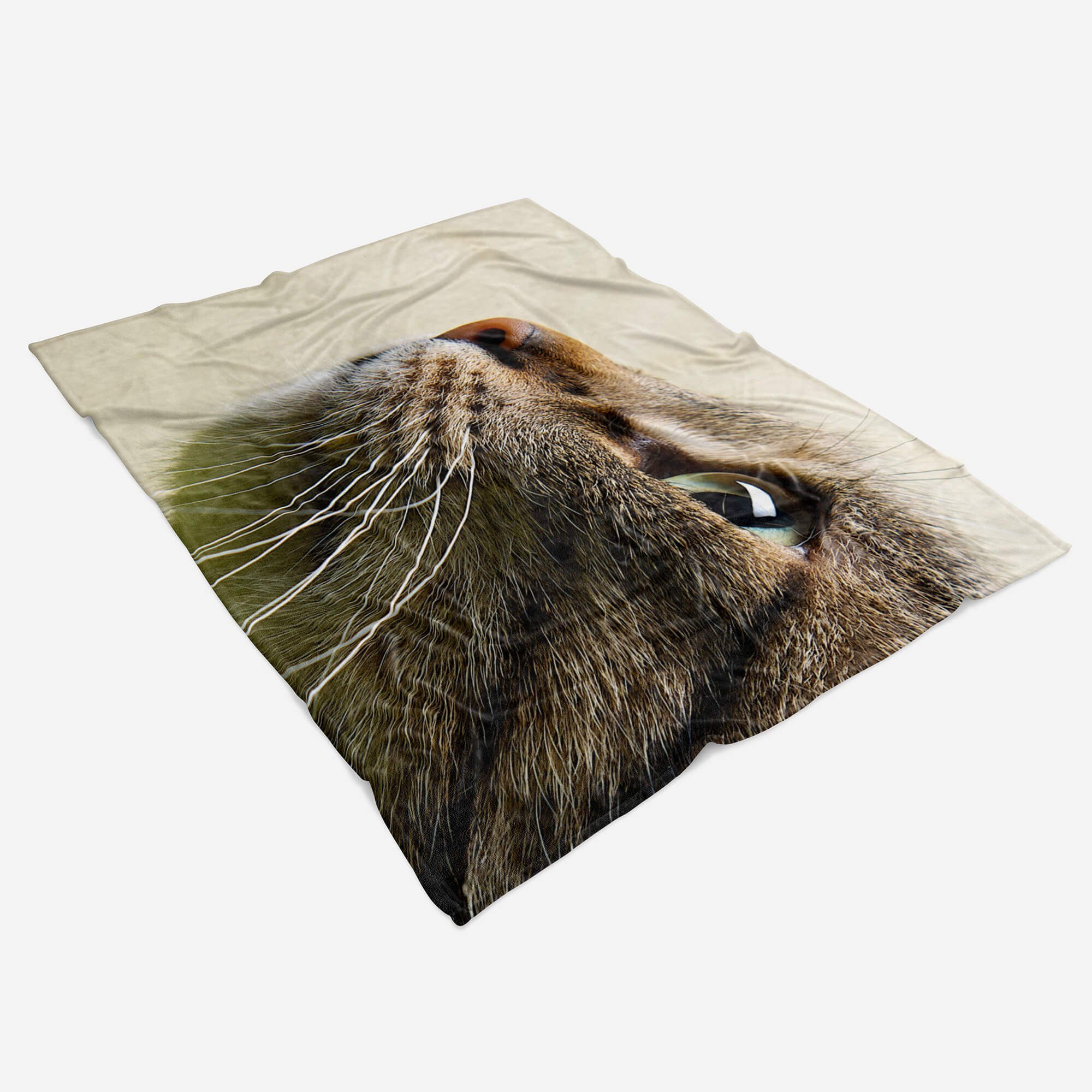 Strandhandtuch Baumwolle-Polyester-Mix Handtuch Kuscheldecke Handtücher Tiermotiv Saunatuch mit Katze Handtuch Sinus Art kleine (1-St), Kätzc,