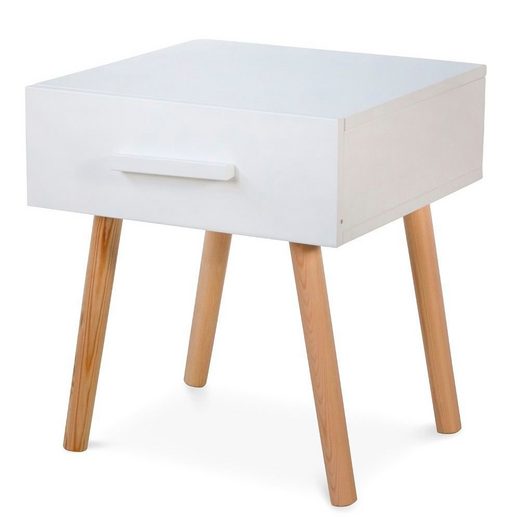 Homestyle4u Nachttisch »Beistelltisch Weiß Holz Schublade Schlafzimmer« (kein Set)