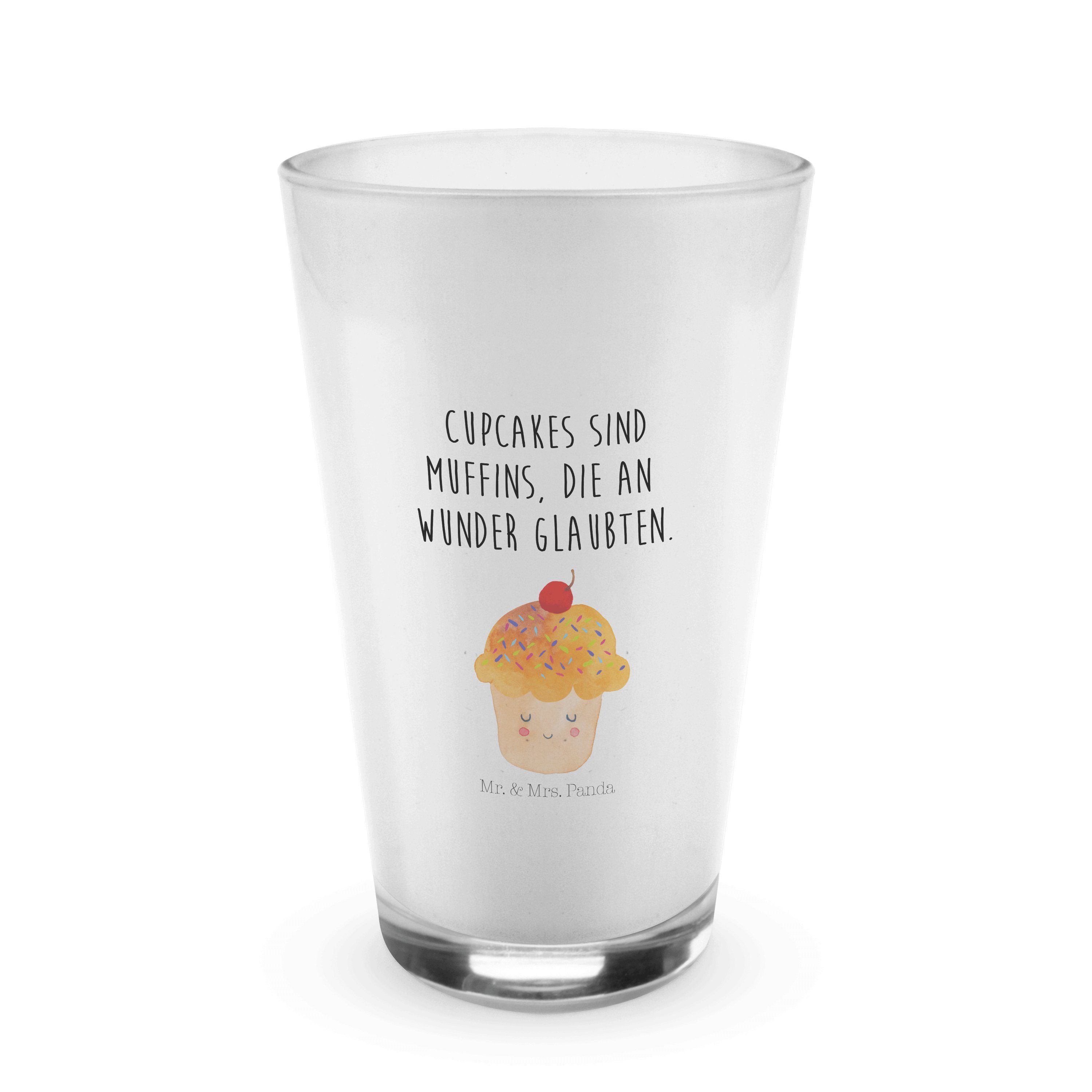 Geschenk, Glas Cupcake Gesch, Latte Panda Transparent - Mr. Macchiato, - Backen Glas Premium Mrs. & Glas,
