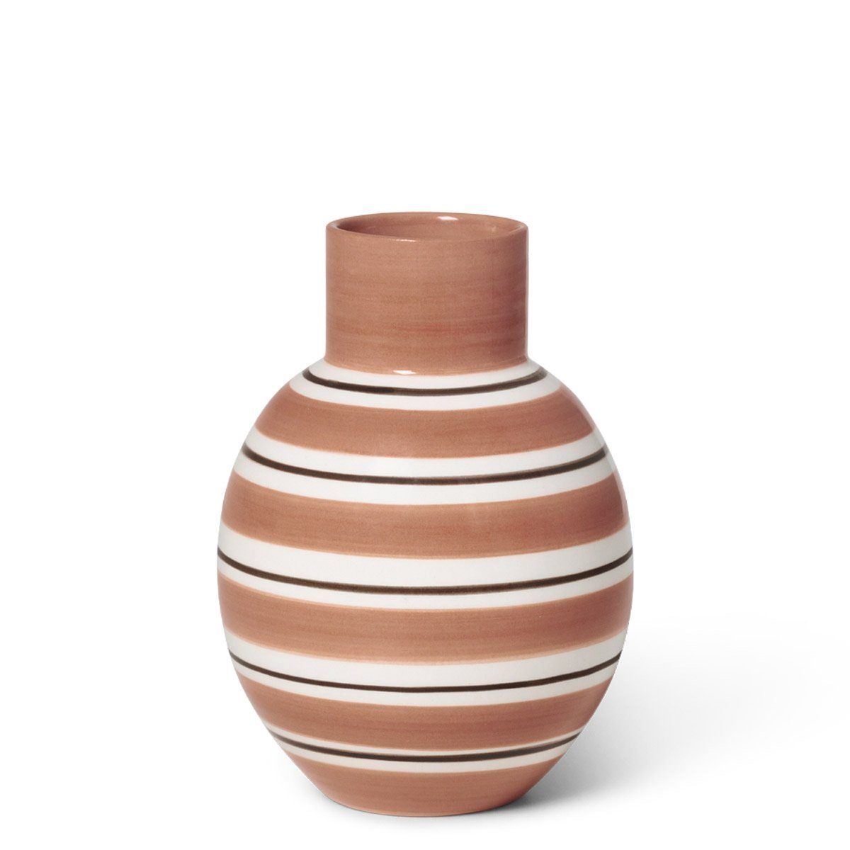 Kähler Tischvase Omaggio Nuovo Terrakotta 14,5 cm; Bauchige Vase mit Streifen; Designer Dekovase