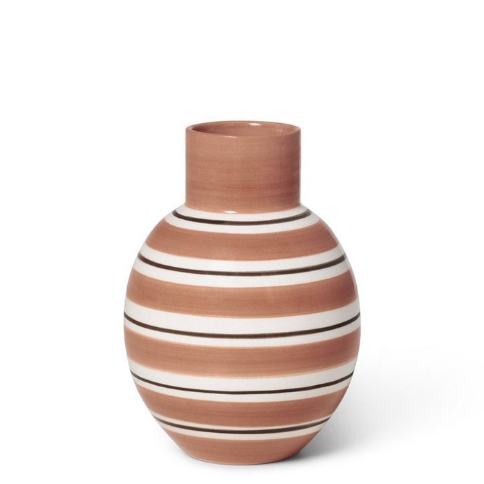 Kähler Tischvase Omaggio Nuovo Terrakotta 14 5 cm; Bauchige Vase mit Streifen; Designer Dekovase
