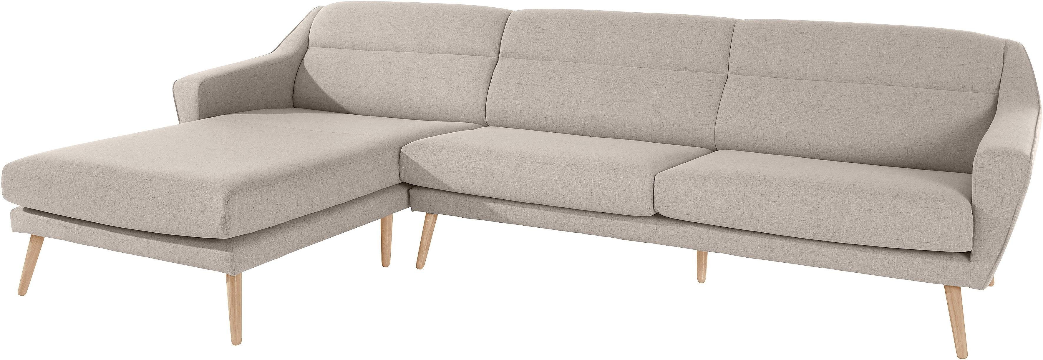 andas Ecksofa "Bille L-Form" mit Naht im Rückenkissen und Beinen aus Eichen günstig online kaufen
