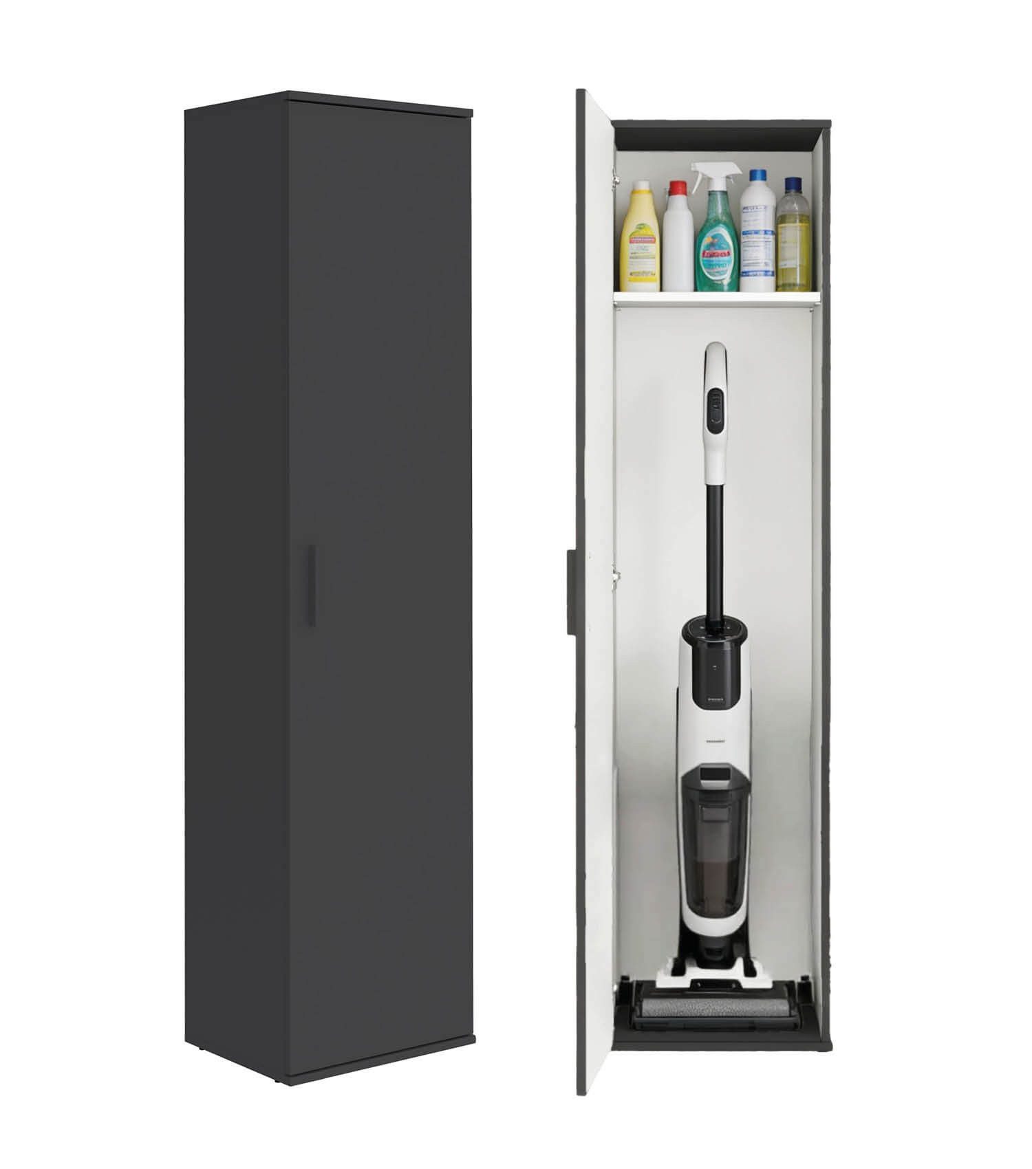 mokebo Mehrzweckschrank Der Kompakte Vorratsschrank, Flurschrank, Universalschrank in Anthrazit
