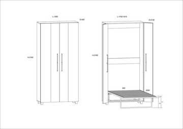 Domando Schrankbett Schrankbett Trani Breite 105cm, ausklappbare Liegefläche, Platzwunder