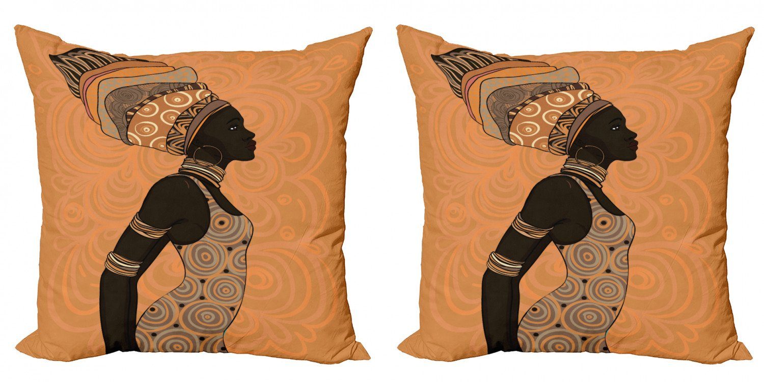 Kissenbezüge Modern Accent Doppelseitiger Digitaldruck, Abakuhaus (2 Stück), Afrikanische Frau lokale Frau