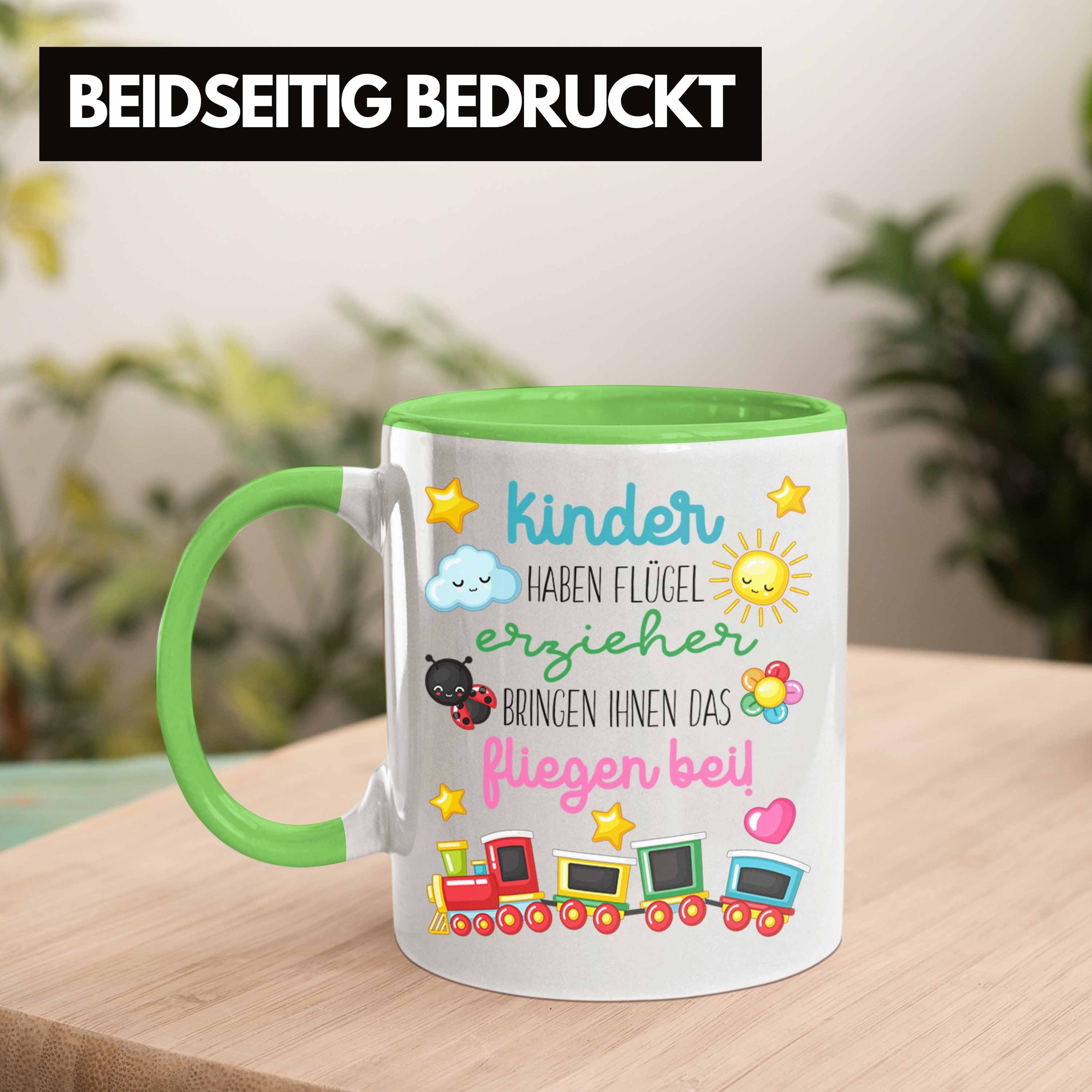 Beste Tasse Trendation Erzieherin Danke Abschiedsgeschenk Tasse Geschenk - Dankeschön Trendation Spruch Grün Flügel Kindergärtnerin