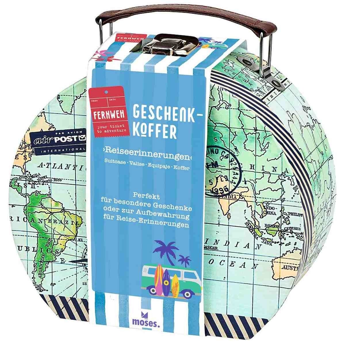 Moses. Verlag Geschenkbox Fernweh Geschenkkoffer Reiseerinnerungen, Weltkarten Design, Pappe