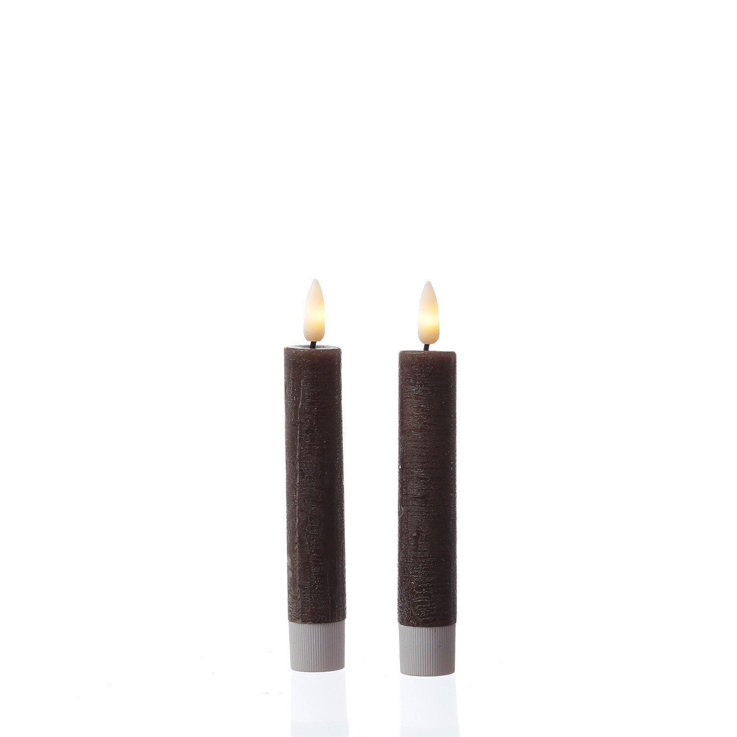 MARELIDA LED-Kerze LED Stabkerzen Tafelkerzen Dinner Spitzkerzen rustikal 14cm braun 2St (2-tlg)