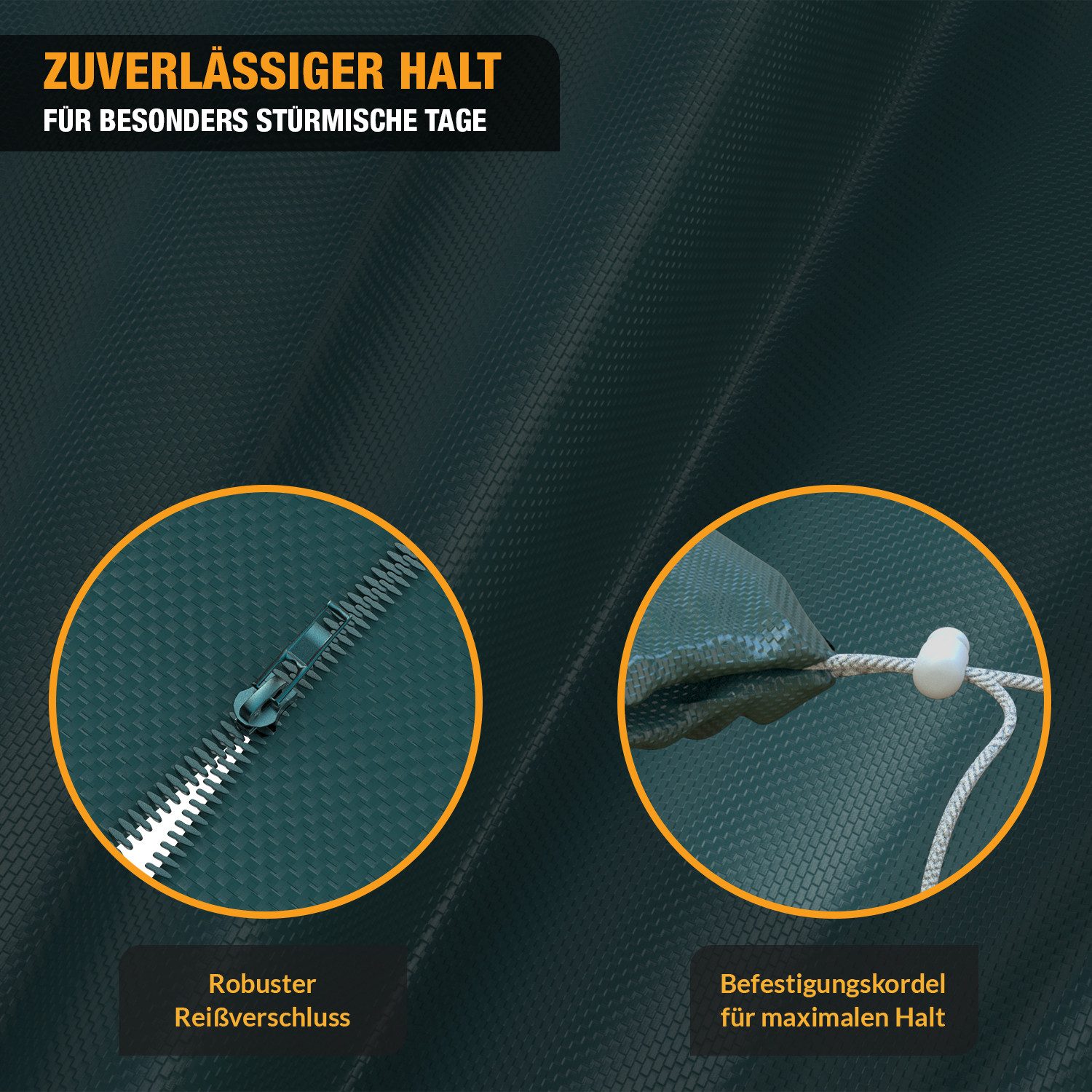 Kronenburg Sonnenschirm-Schutzhülle Schutzhülle Ampelschirm grün - Wetterfest, UV-beständig, 265 cm (Schutzhülle), Wasserdicht, winterfest, ideal für Schirme bi – Bild 4 von 5