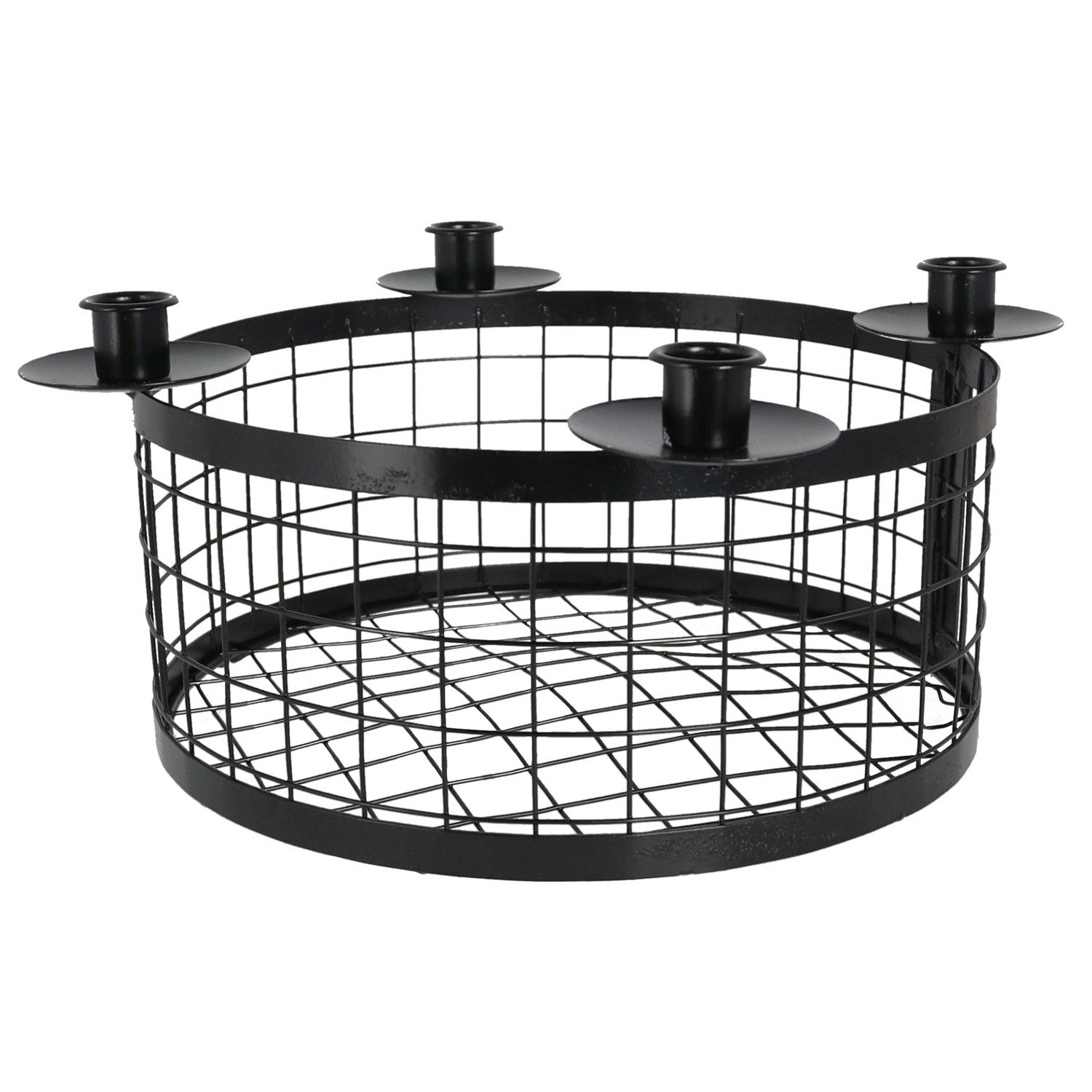 Macosa Home Adventskranz Korb Schwarz Metall 20cm od. 35 cm modern, elegantes Adventsgesteck 4 Kerzenhalter