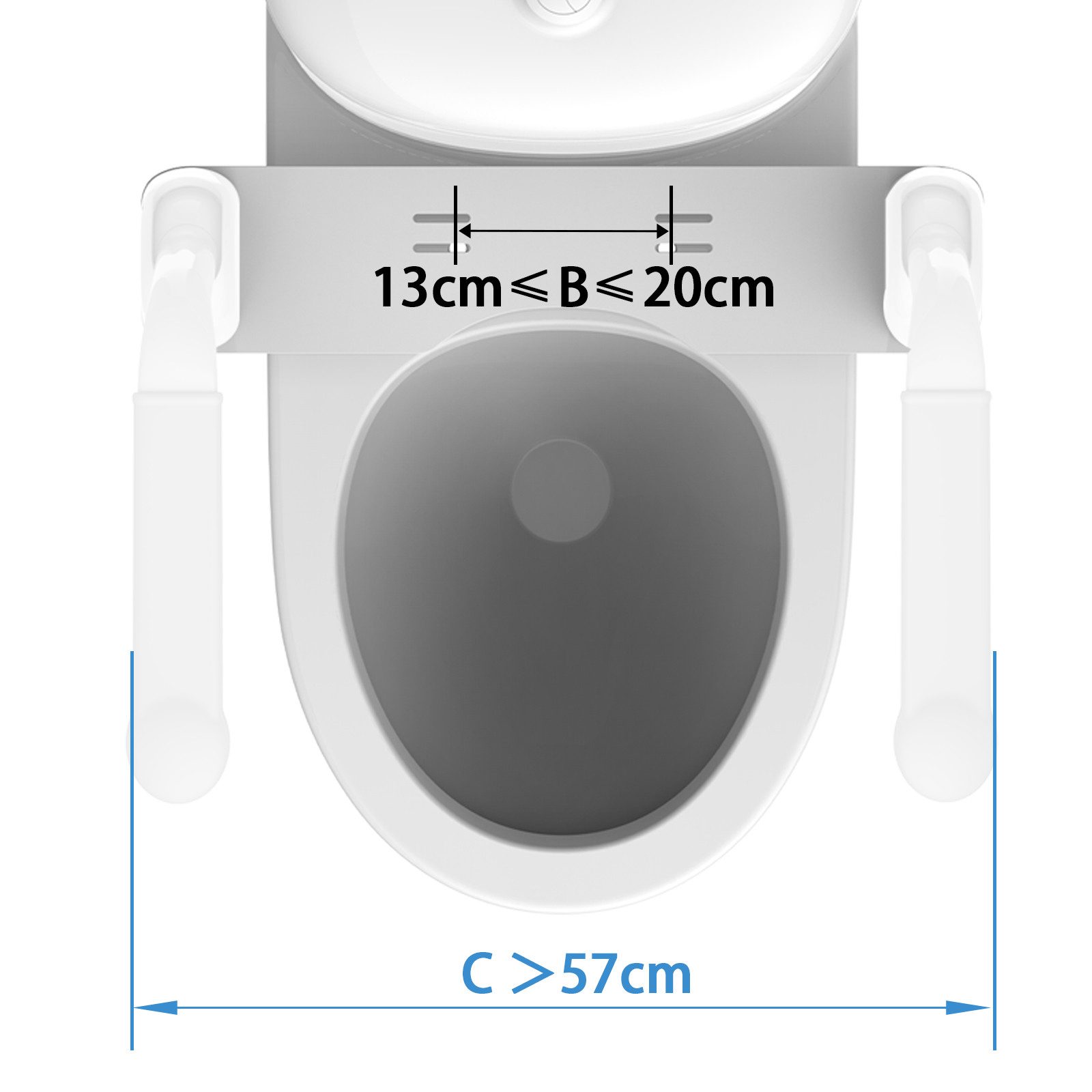 HEUFFE WC-Aufstehhilfe Sicherheitsarmlehne ohne Bohren, Edelstahl, belastbar bis 181 kg, ‎56.6 x 42 x 23.2 cm