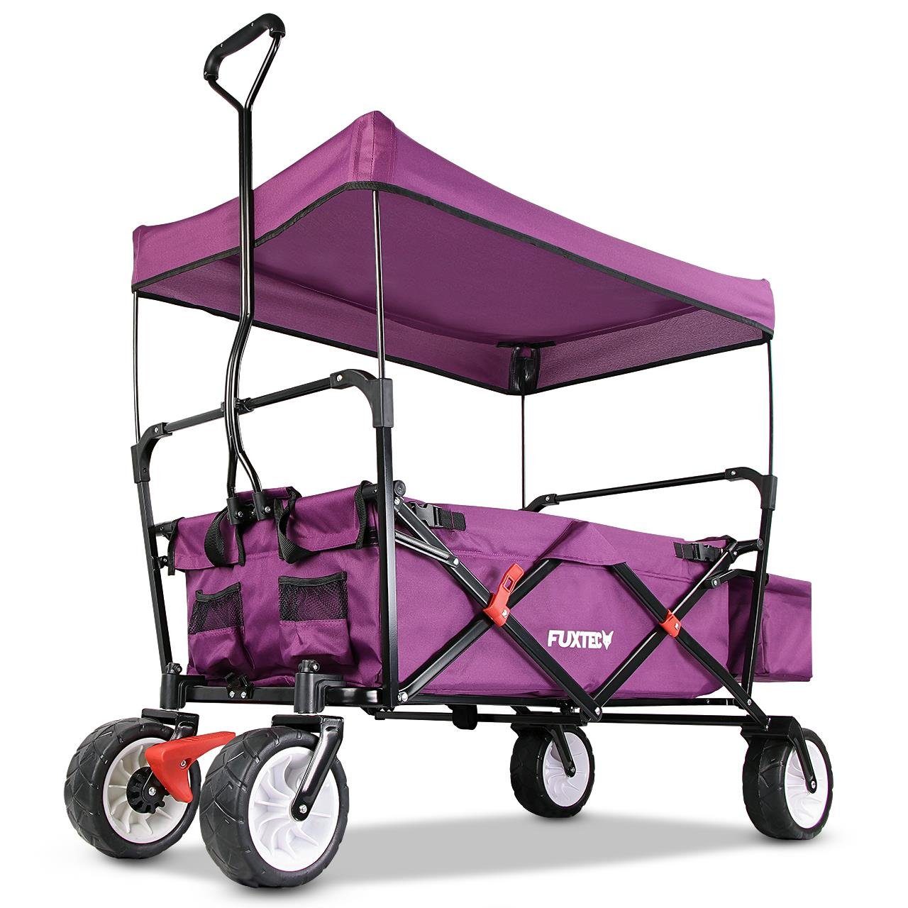 FUXTEC Bollerwagen FX-CT350, inkl. Sonnen-/Regendach, 75 kg Belastbarkeit, faltbar, kippsicher