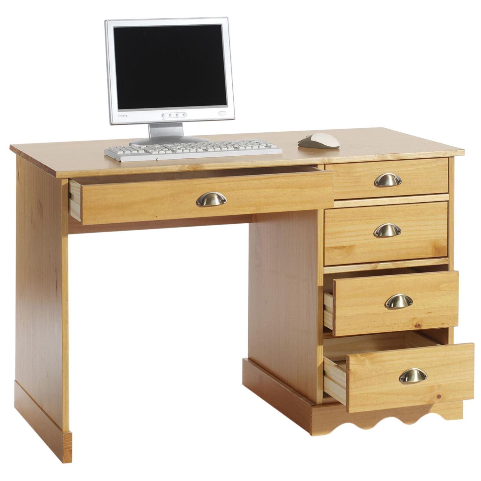 IDIMEX Bürotisch Kiefer honigfarben Schreibtisch in COLETTE, massiv Schreibtisch Landhausstil