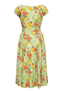 QueenKerosin Sommerkleid Hibiskus mit tropischem All-Over-Print