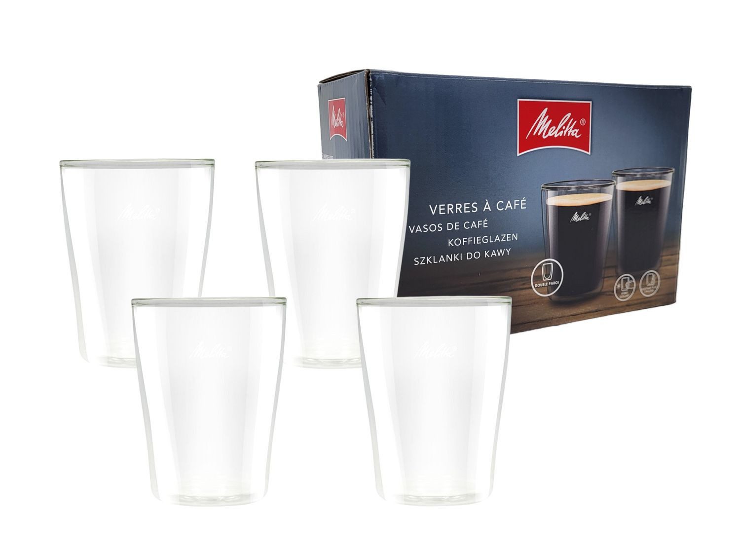 BURI Tasse Melitta® Doppelwandige Стекло 4er-Set 200ml Kaffeetassen Thermogläser, Glas