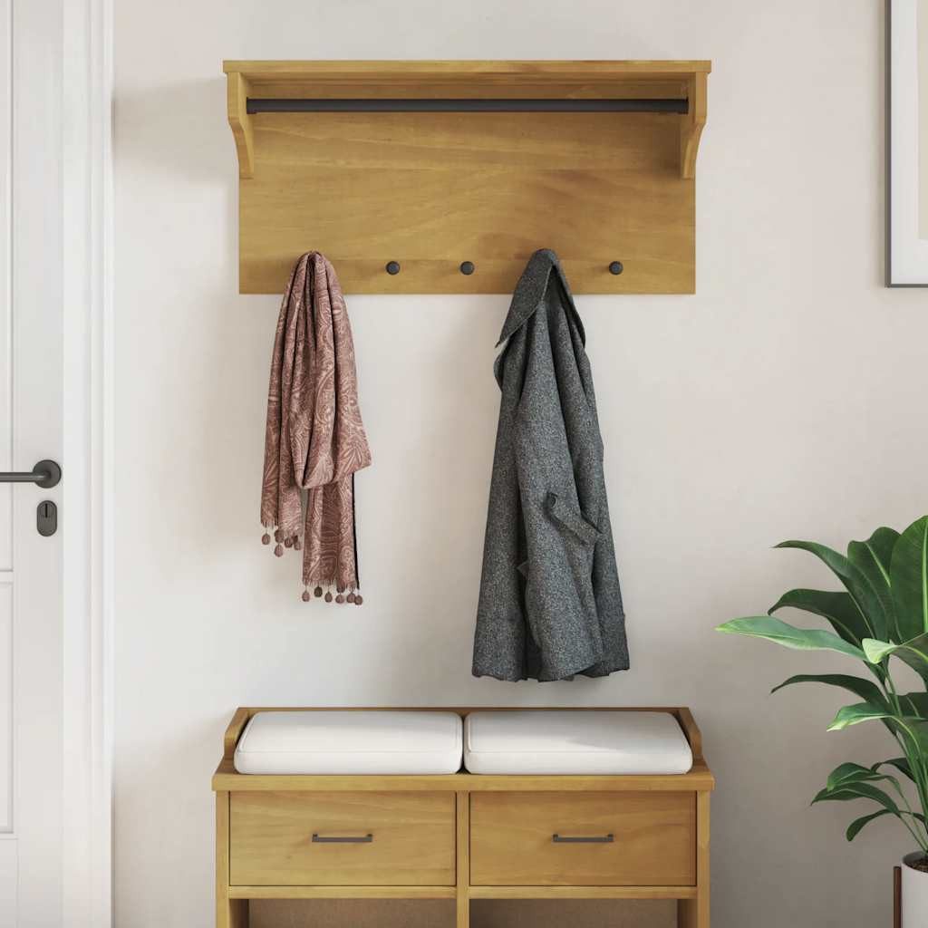 vidaXL Garderobenständer Wandgarderobe SANDNES 87x30x42 cm Massivholz Kiefer, (1 St)