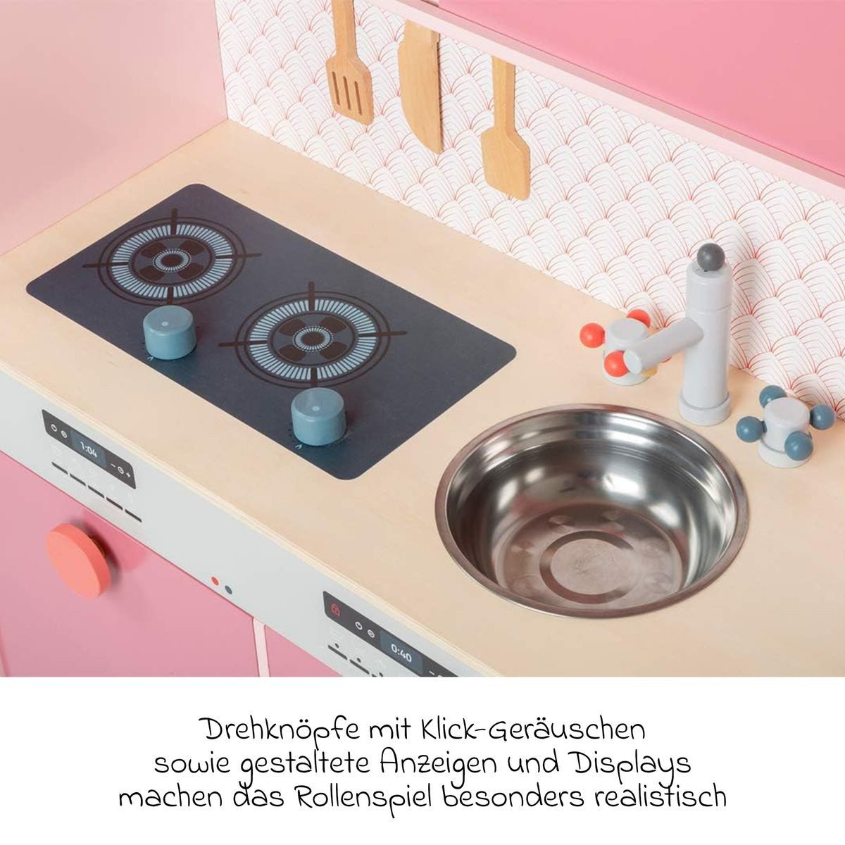 Small Foot Spielküche Gourmet - Rosa Holz, Spielküche Kinderküche aus Holz